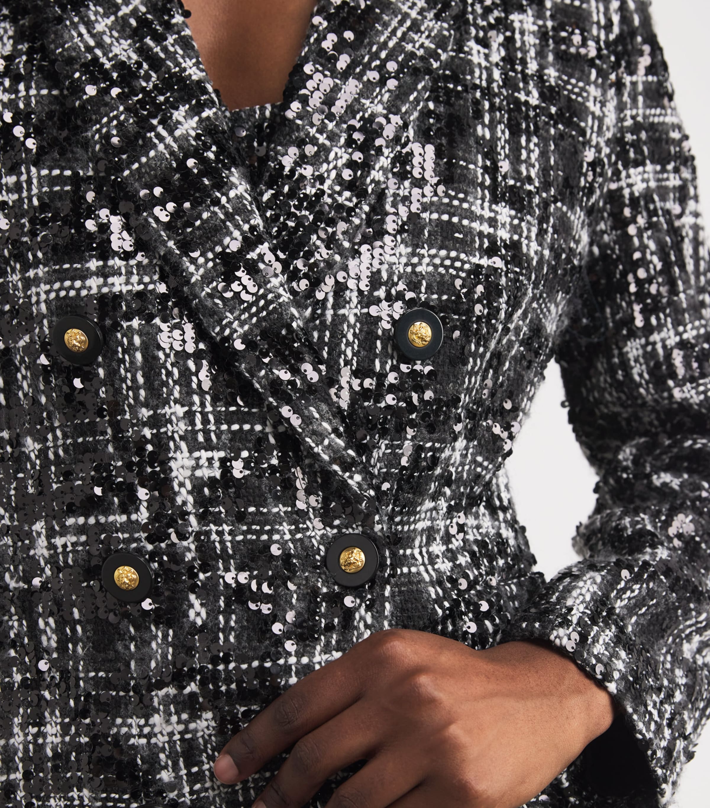Tweed Sequinned Colin Blazer BLCK/IVRY TWD BLCK Image 6