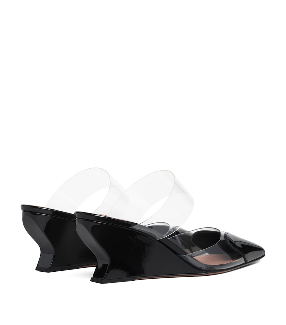 Alaïa Womens Leather-PVC Le Coeur Wedge Mules 60 Black Image 3