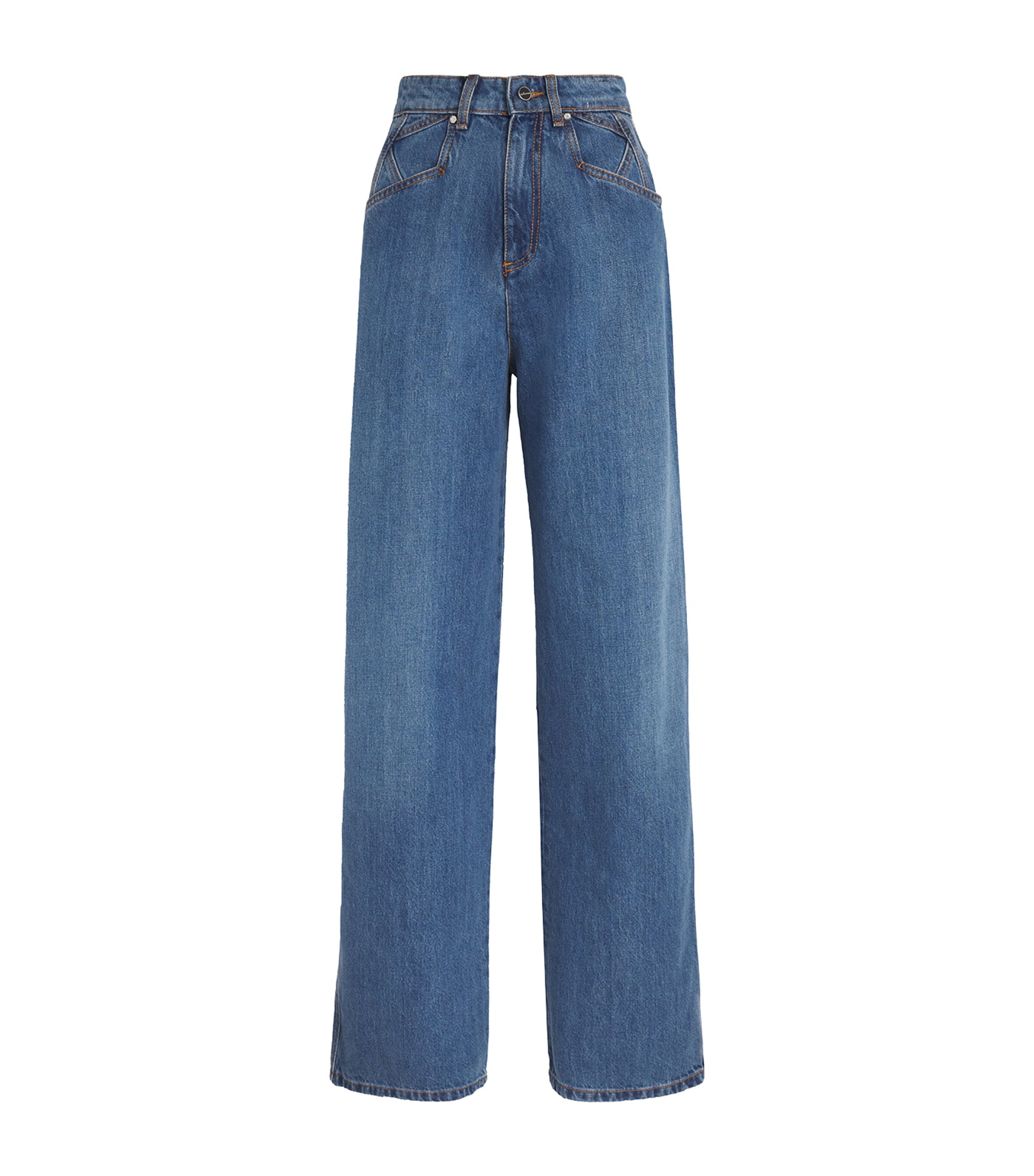 Kiton Womens High-Rise Wide-Leg Jeans Blue Image 1