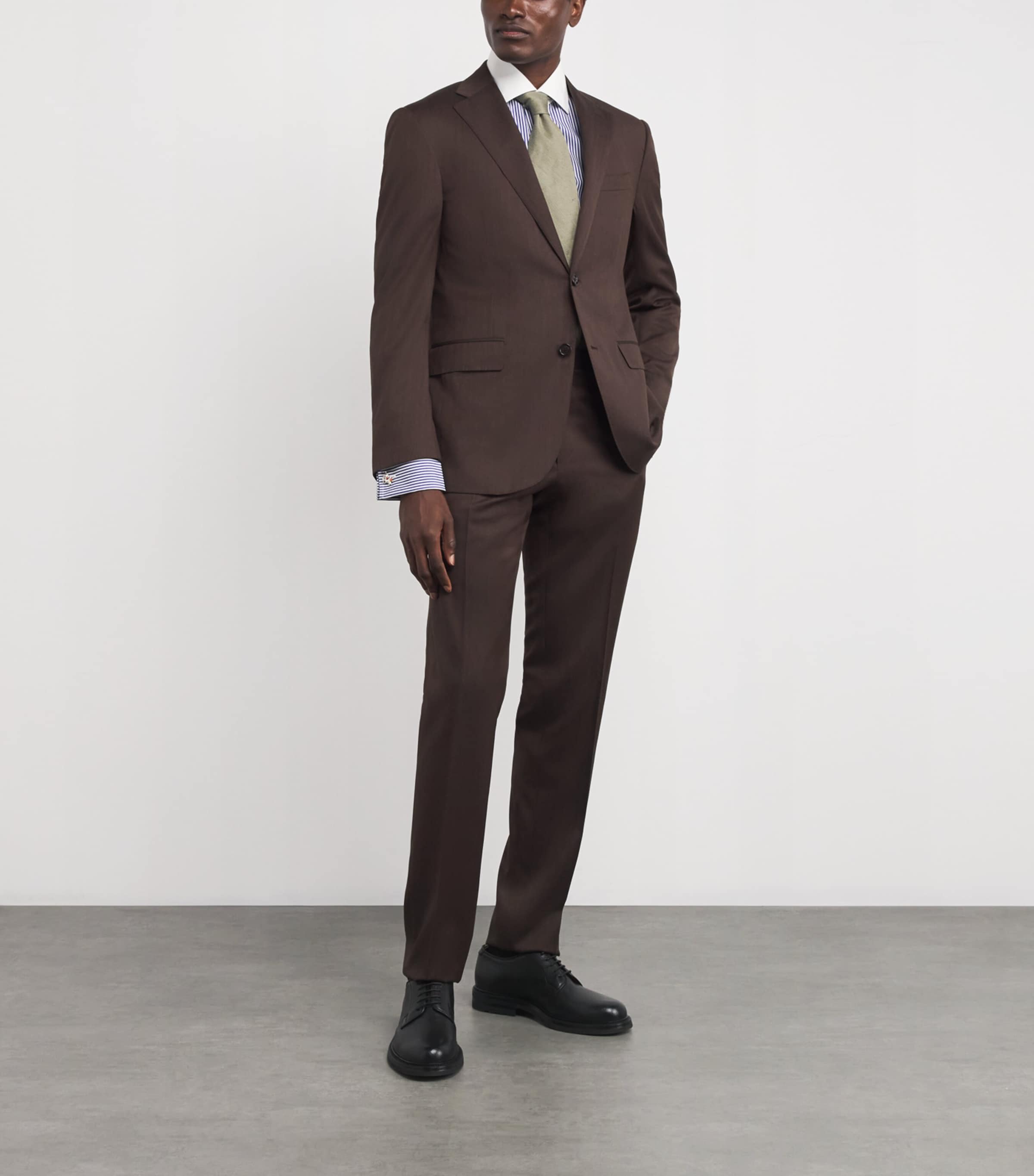 Cotton Bengal-Stripe Dress Shirt BLUE AND WHITE Image 2