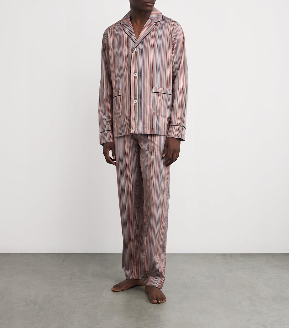 Cotton Signature Stripe Pyjama Set MULTICOLOUR Image 2