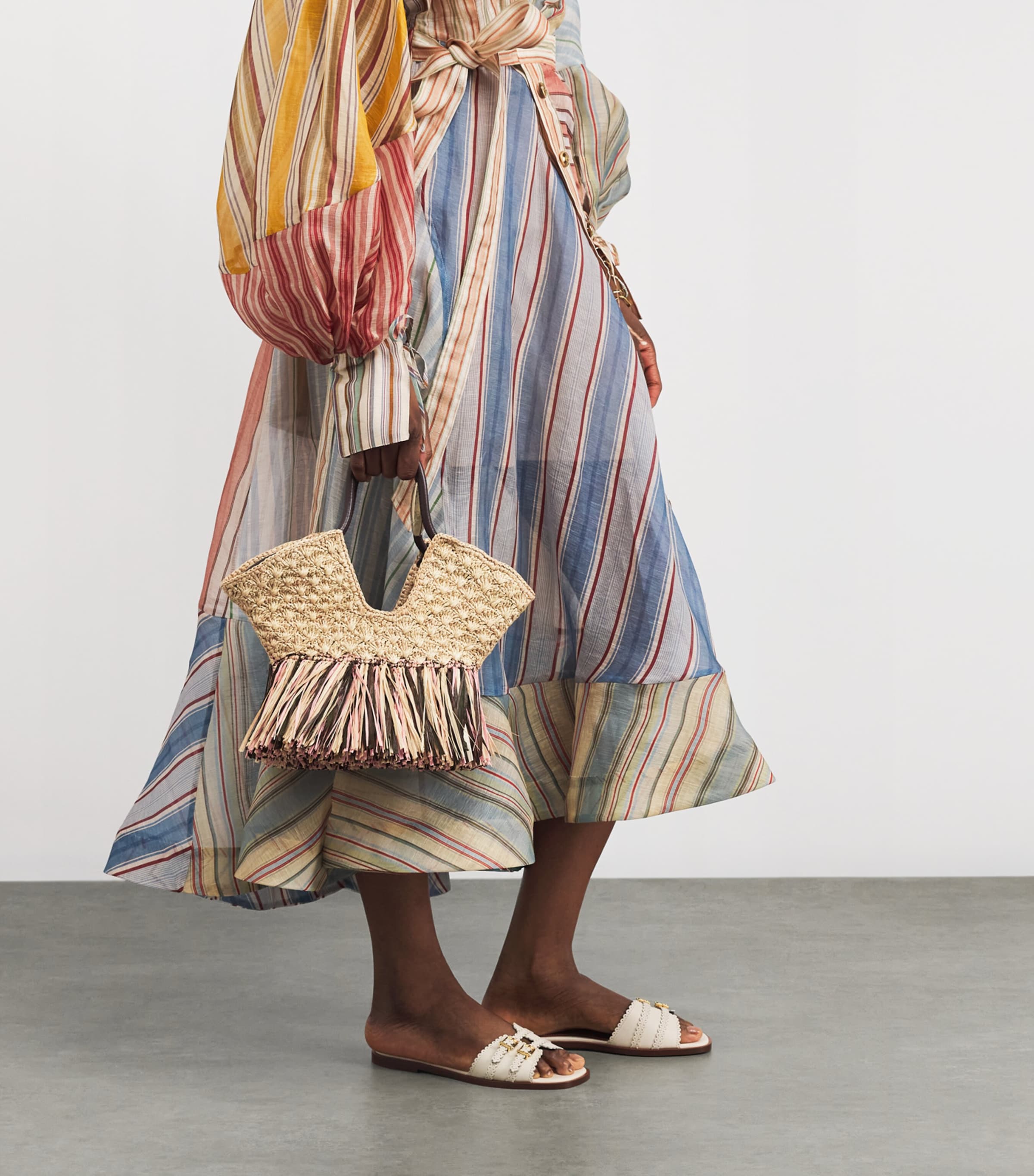 Raffia Fringed Goldentime Tote Bag NATURALNAT Image 5