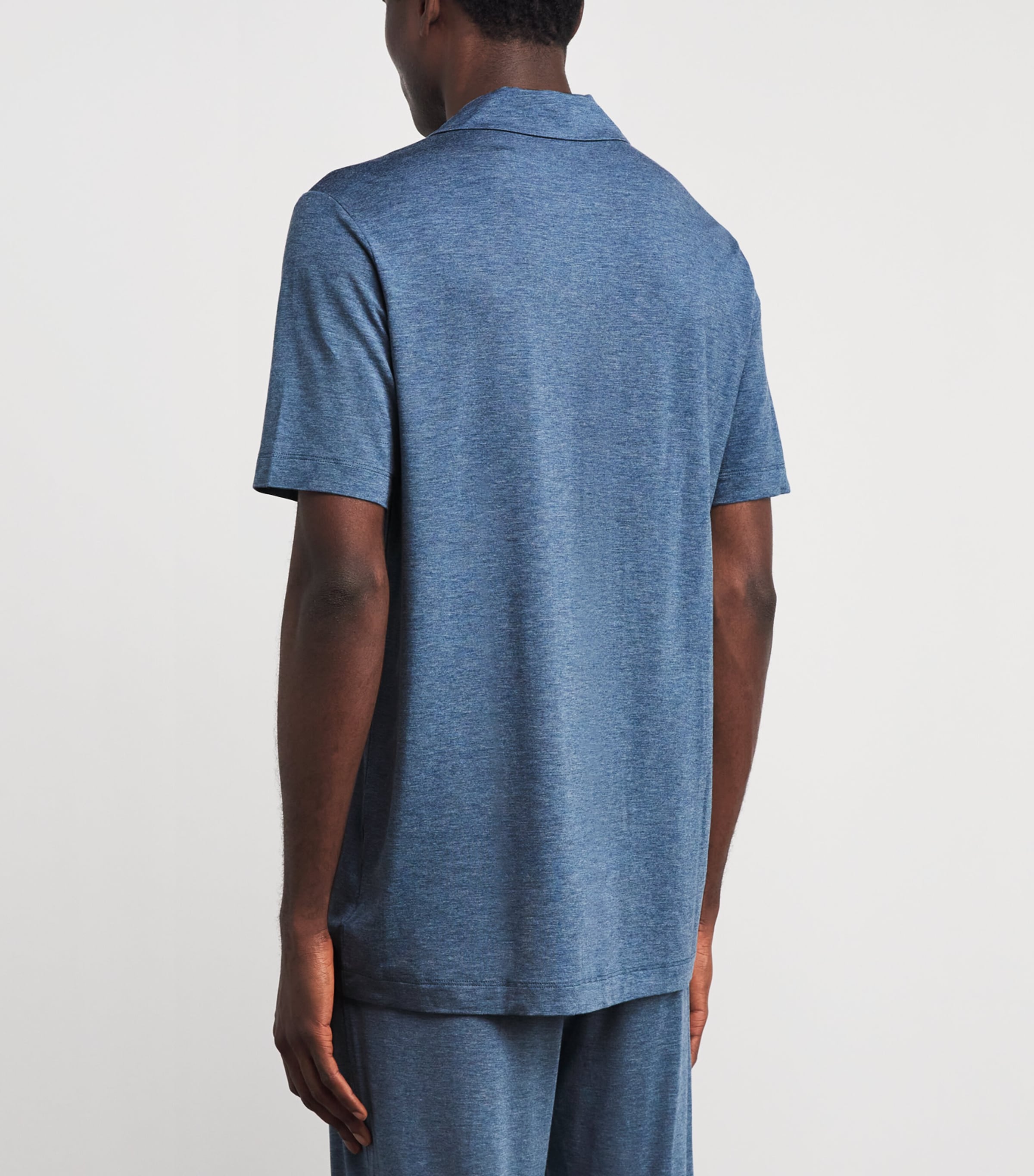 Hanro Mens Short-Sleeve Casuals Shirt Retro Blue Melg Image 5