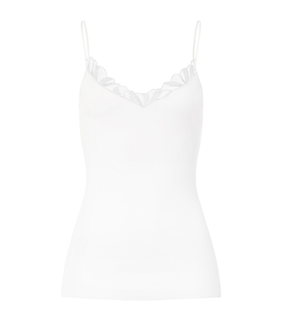 Hanro Womens Cotton Rosaria Tank Top Off White Image 1