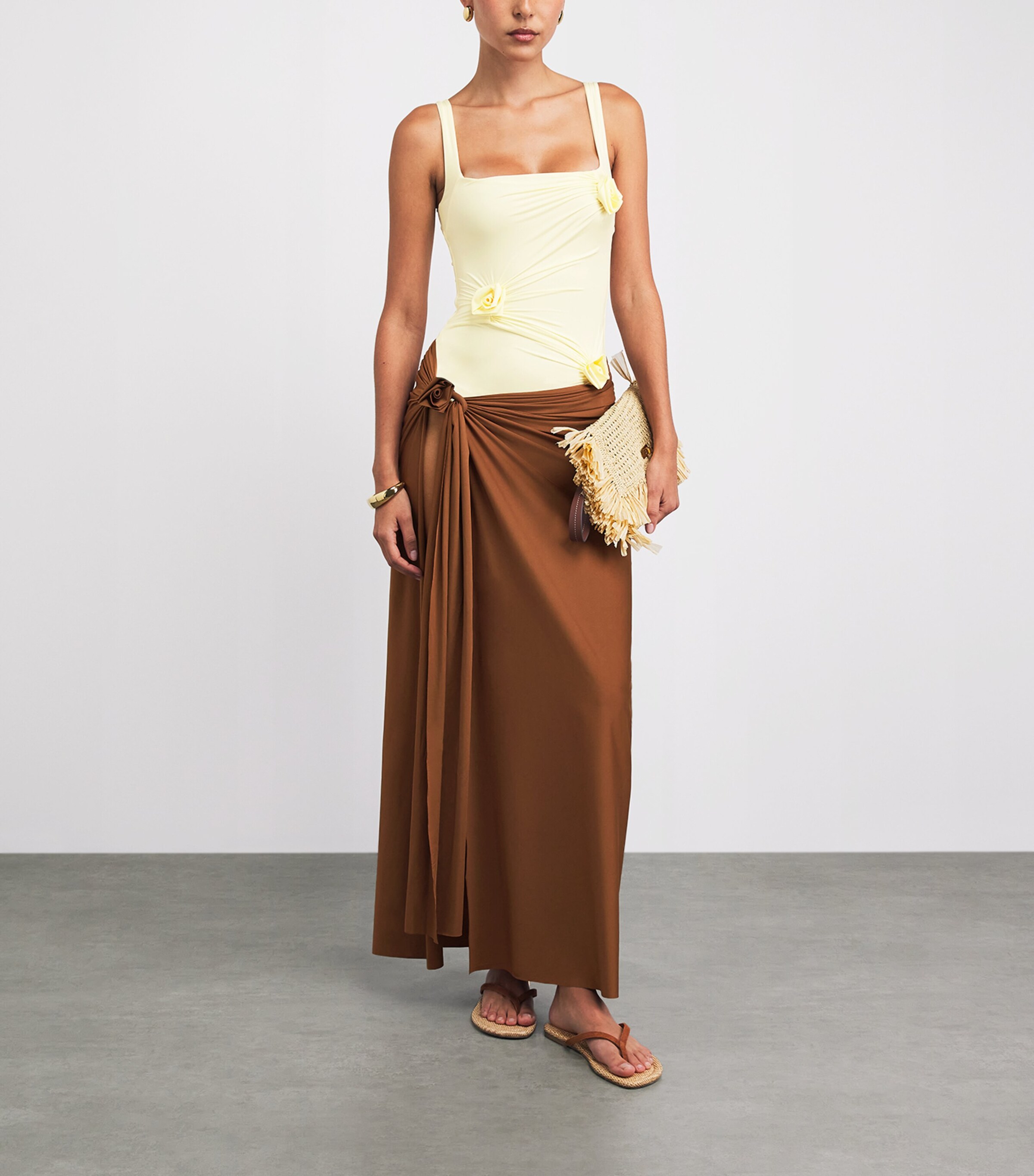 Maygel Coronel Womens Capella Pareo Maxi Skirt Cocoa Brown Image 2