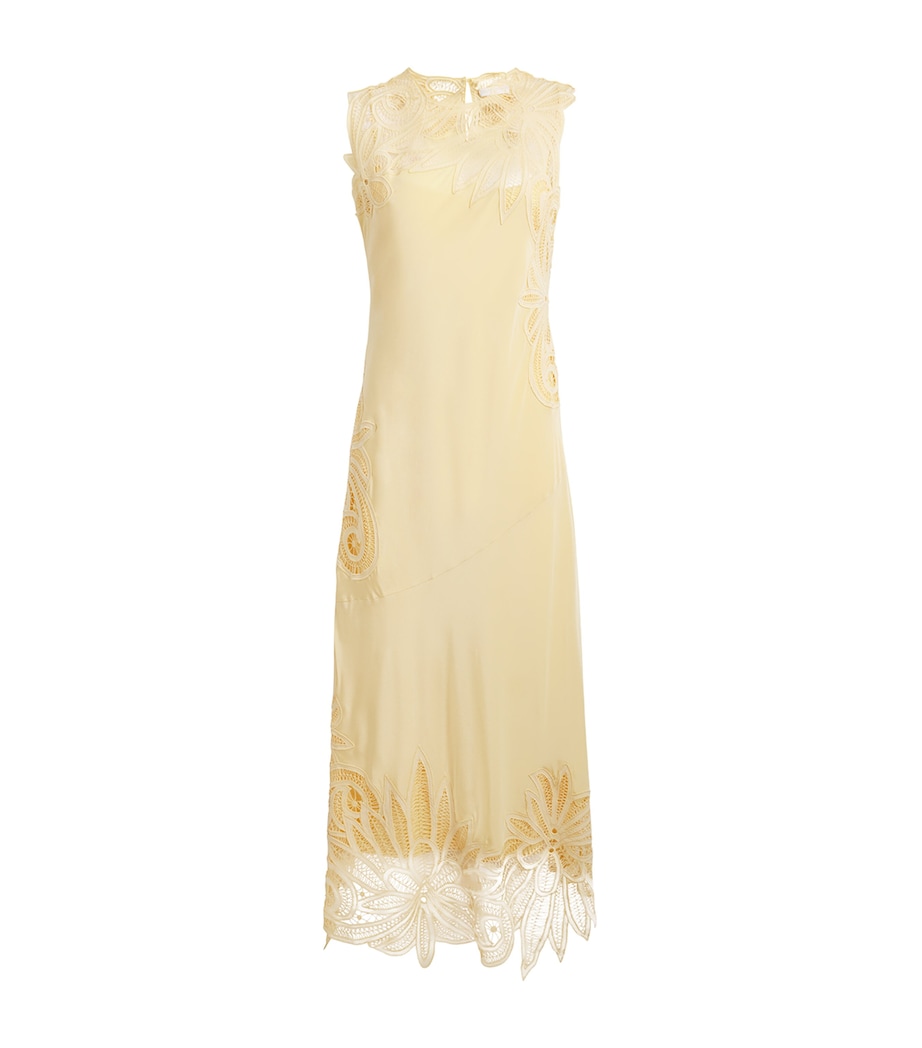 Ulla Johnson Womens Silk Lace Appliqué Idra Maxi Dress Dandelion Image 1