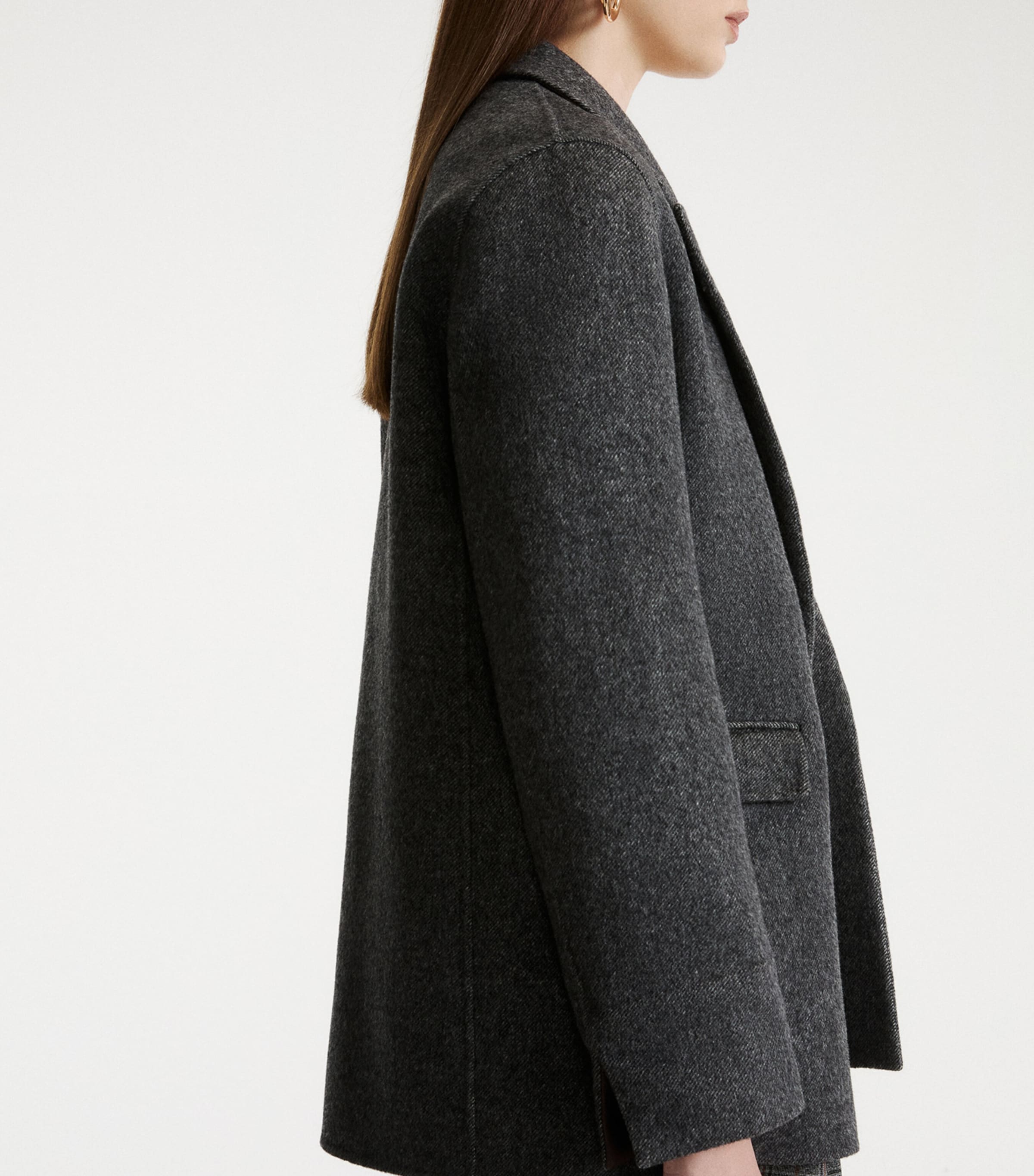 Marella Womens Wool Single-Breasted Blazer Melange Dark Grey Image 4