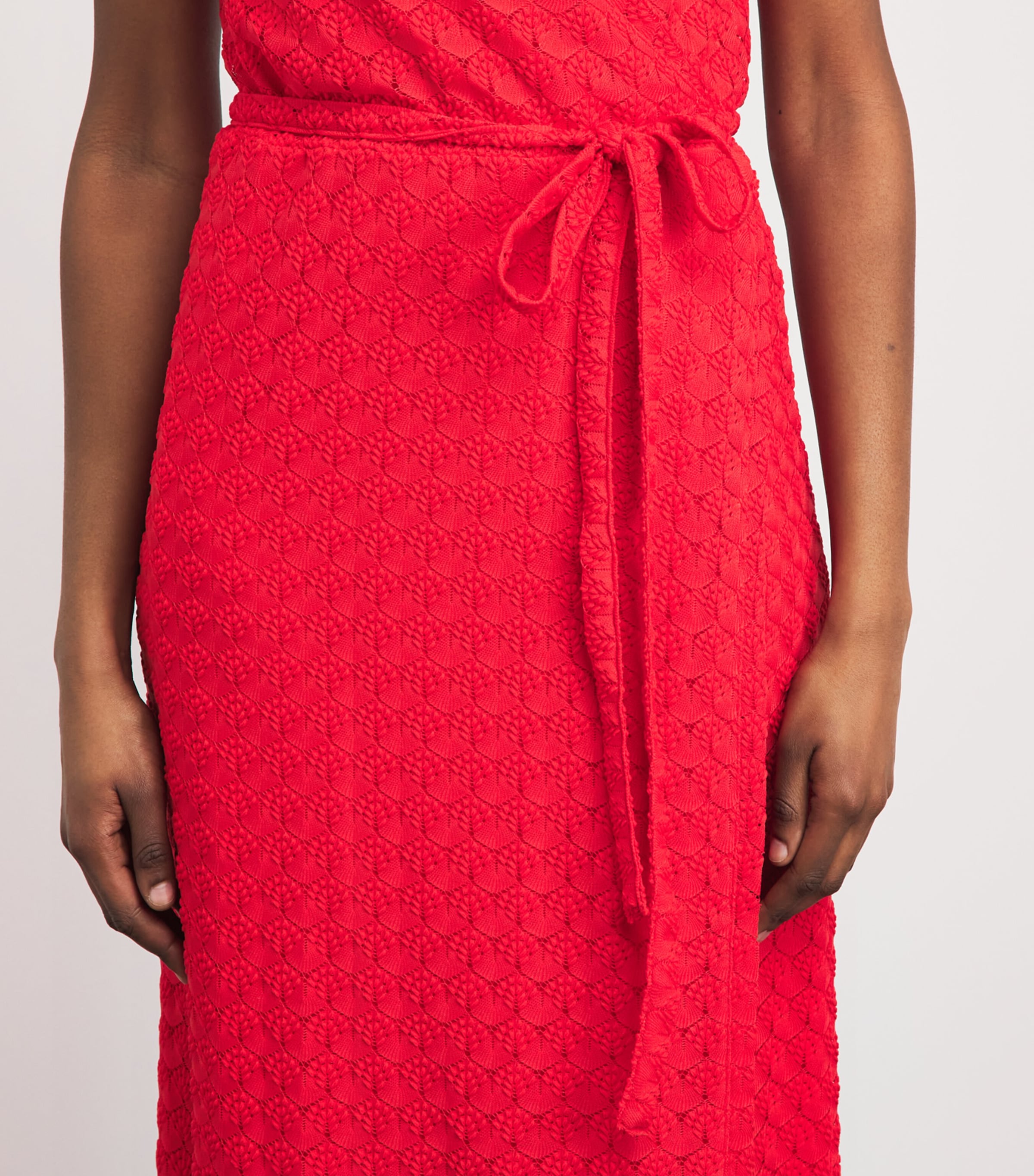Melissa Odabash Womens Crochet Zima Tie-Waist Kaftan Red Image 3