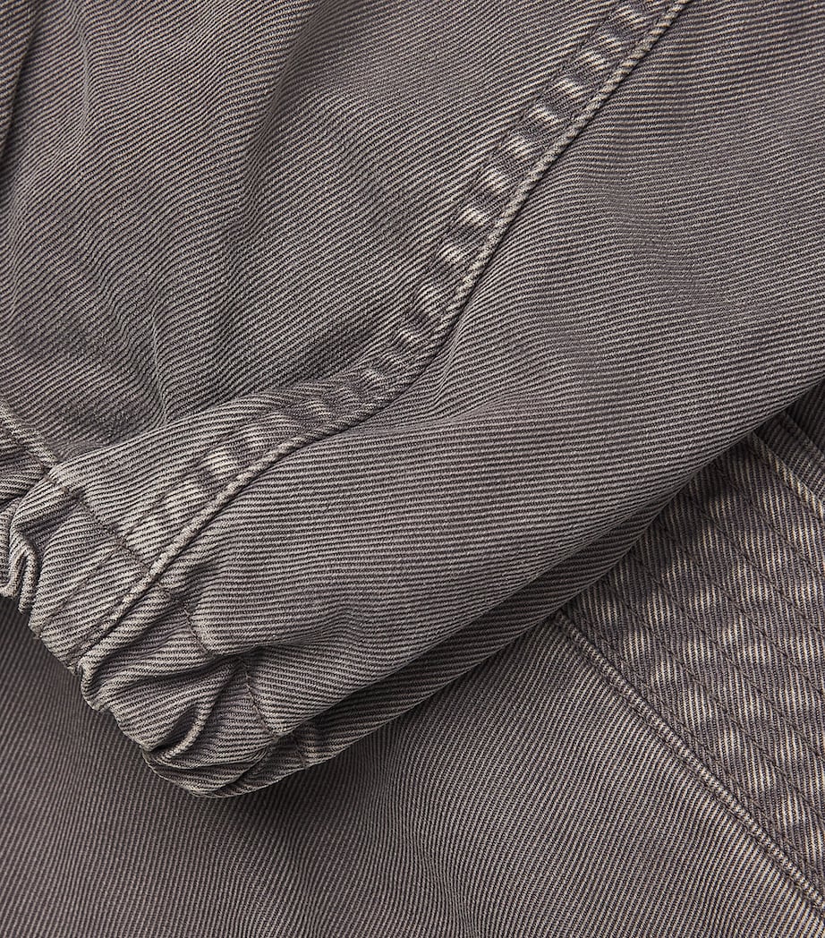 YOKE Mens Garment-Dyed Bomber Jacket Charcol Brown Image 6