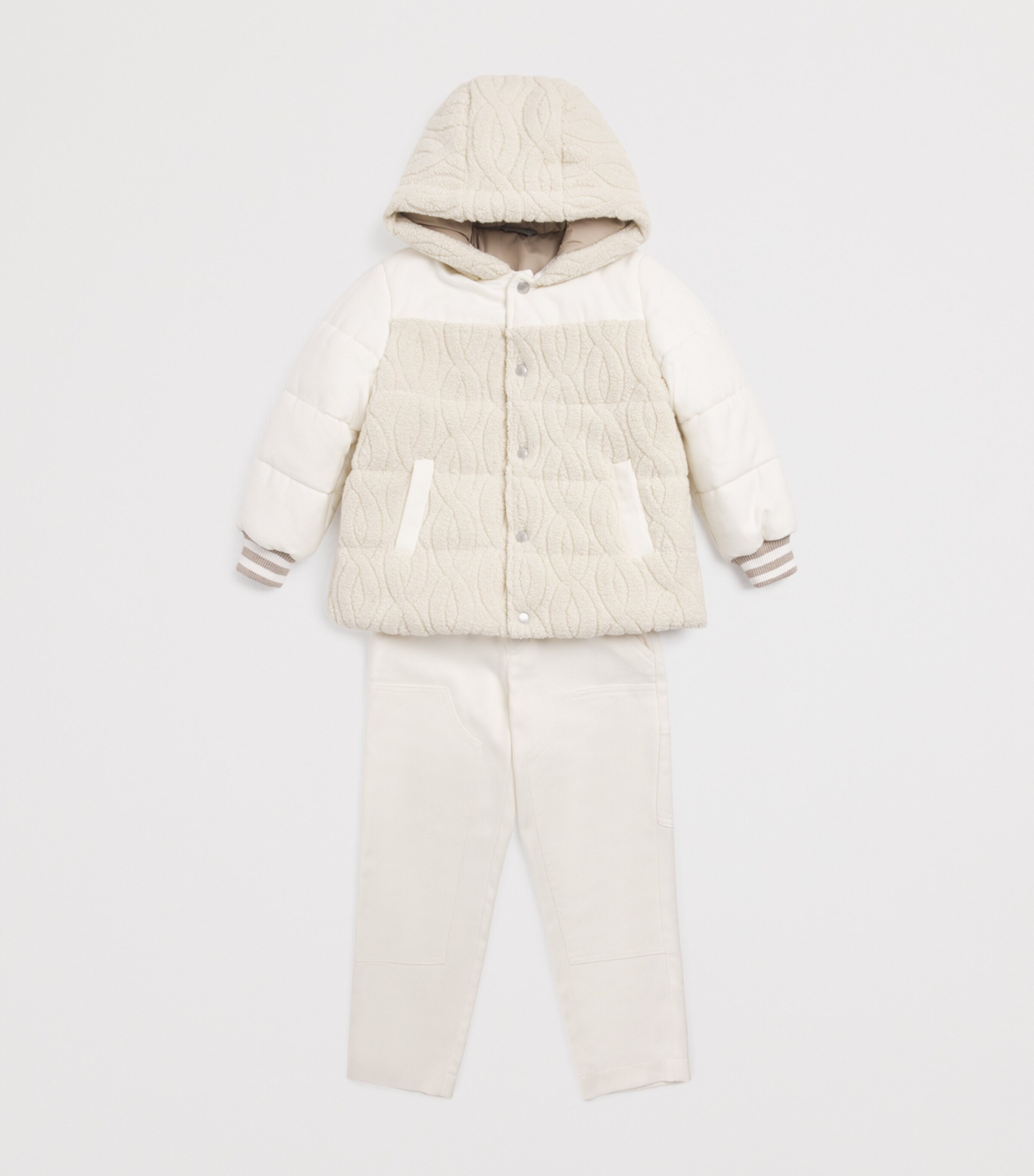 Wool-Blend Fleece Puffer Coat (2-16 Years) 101BGIVORY/BEIGE Image 3