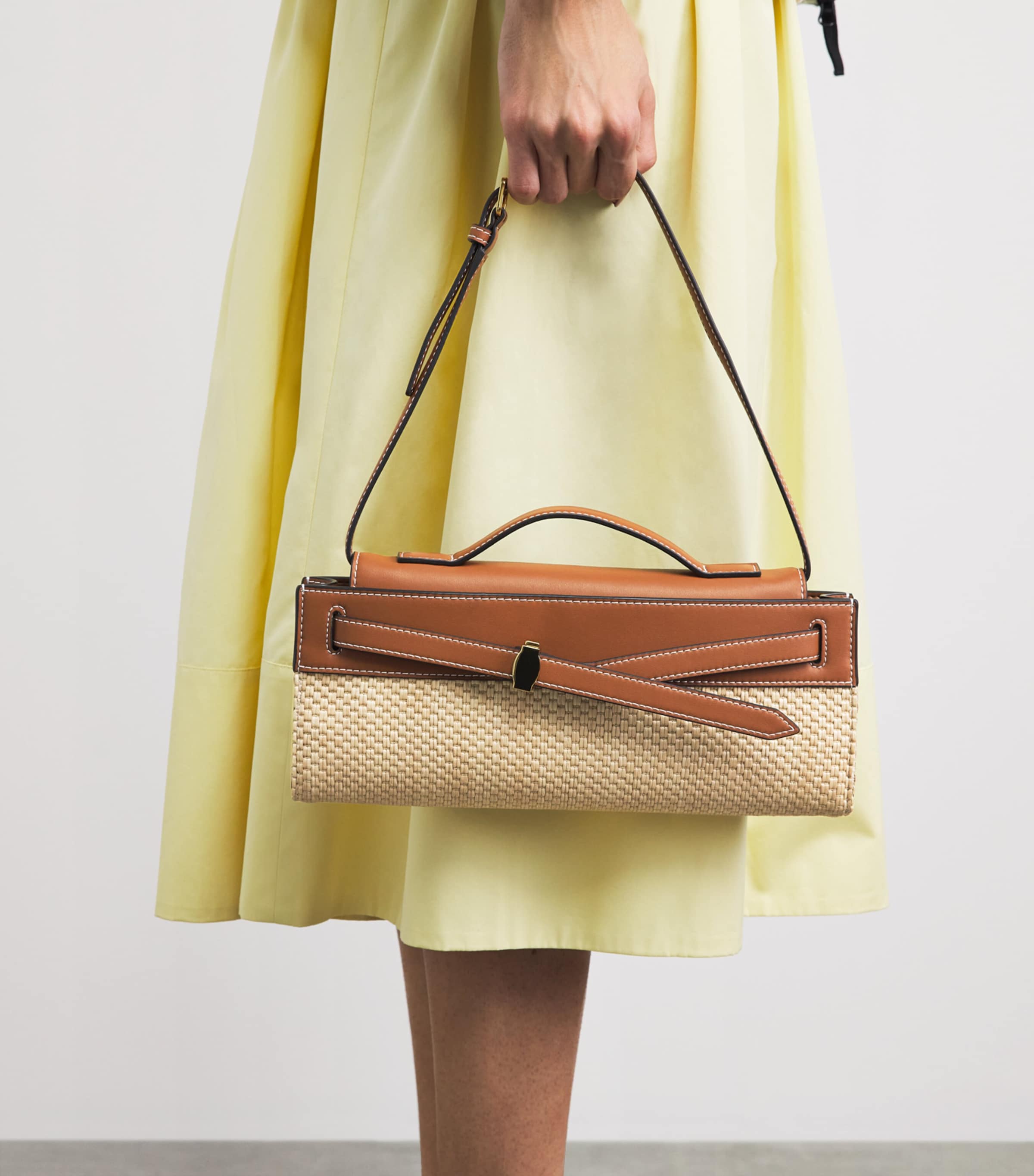 Veronica Beard Raffia-Leather Dash Clutch Bag Hazelwood/nat Image 4