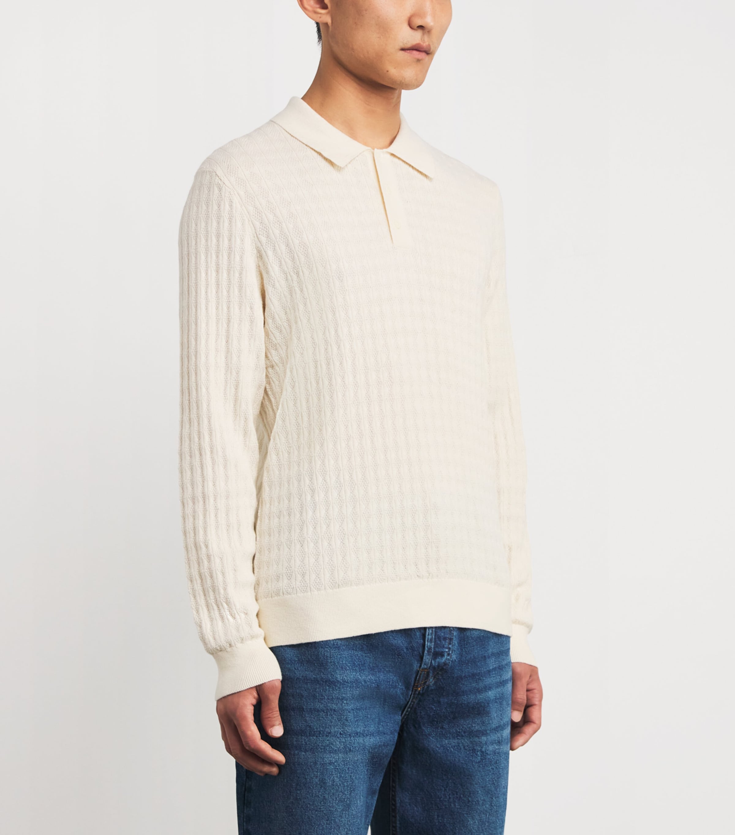 Wax London Beige Cotton-Cashmere Oban Polo Sweater | Harrods US