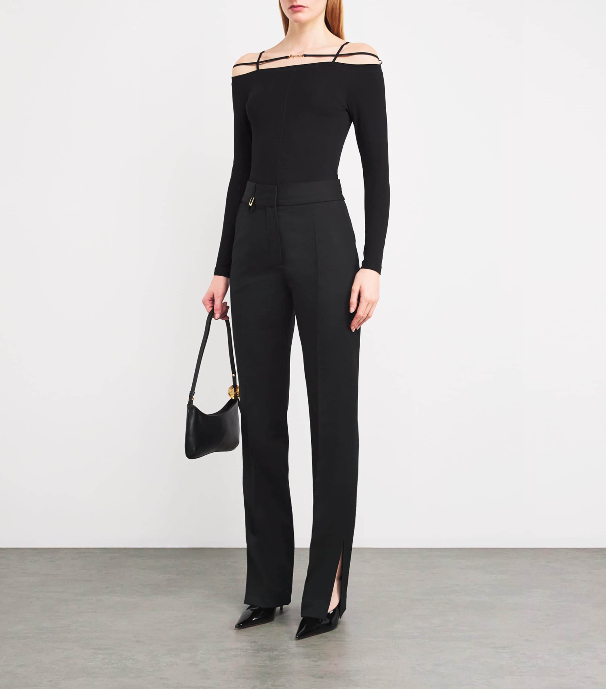 Jacquemus Womens Virgin Wool Tibau Trousers Black Image 2