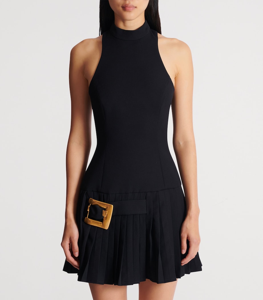 Virgin Wool Belt-Detail Mini Dress 0PA NOIR Image 4