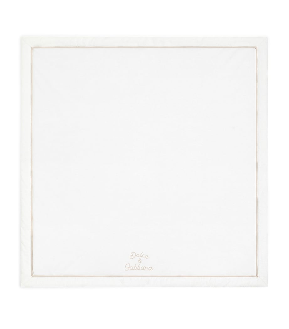 Dolce&Gabbana Kids Cotton-Linen Embroidered Blanket White Image 1