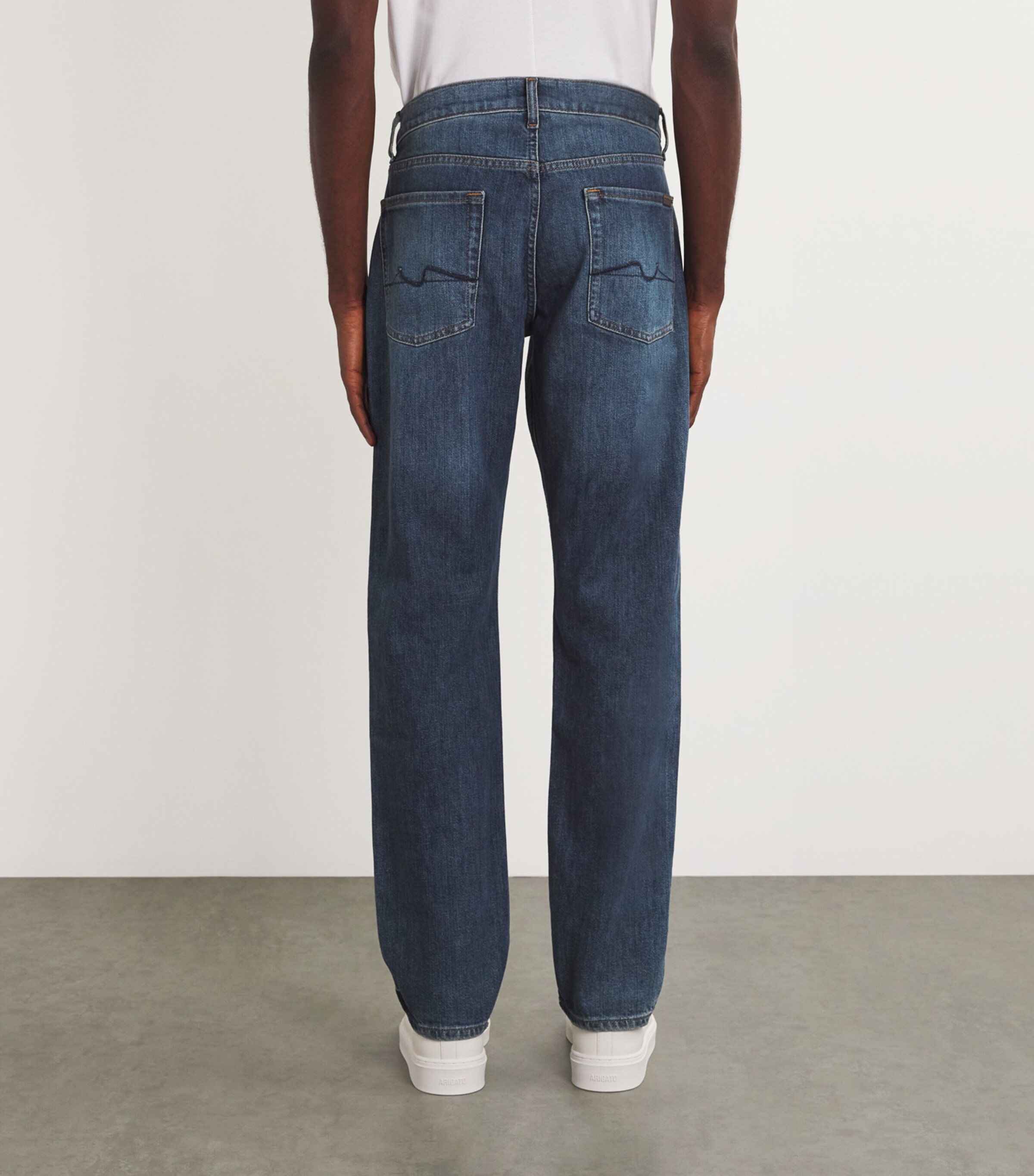 7 For All Mankind Mens Straight Jeans Mid Blue Image 4