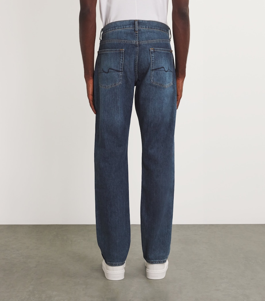 7 For All Mankind Mens Straight Jeans Mid Blue Image 4