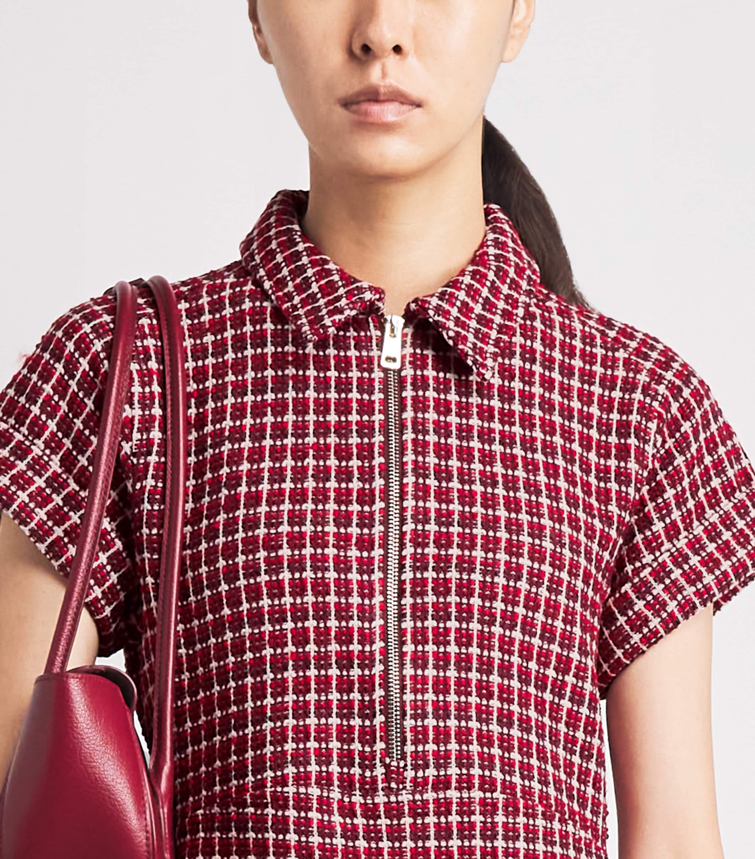 ME+EM Womens Fit-and-Flare Jacquard Mini Dress Pomegranate Red Image 3