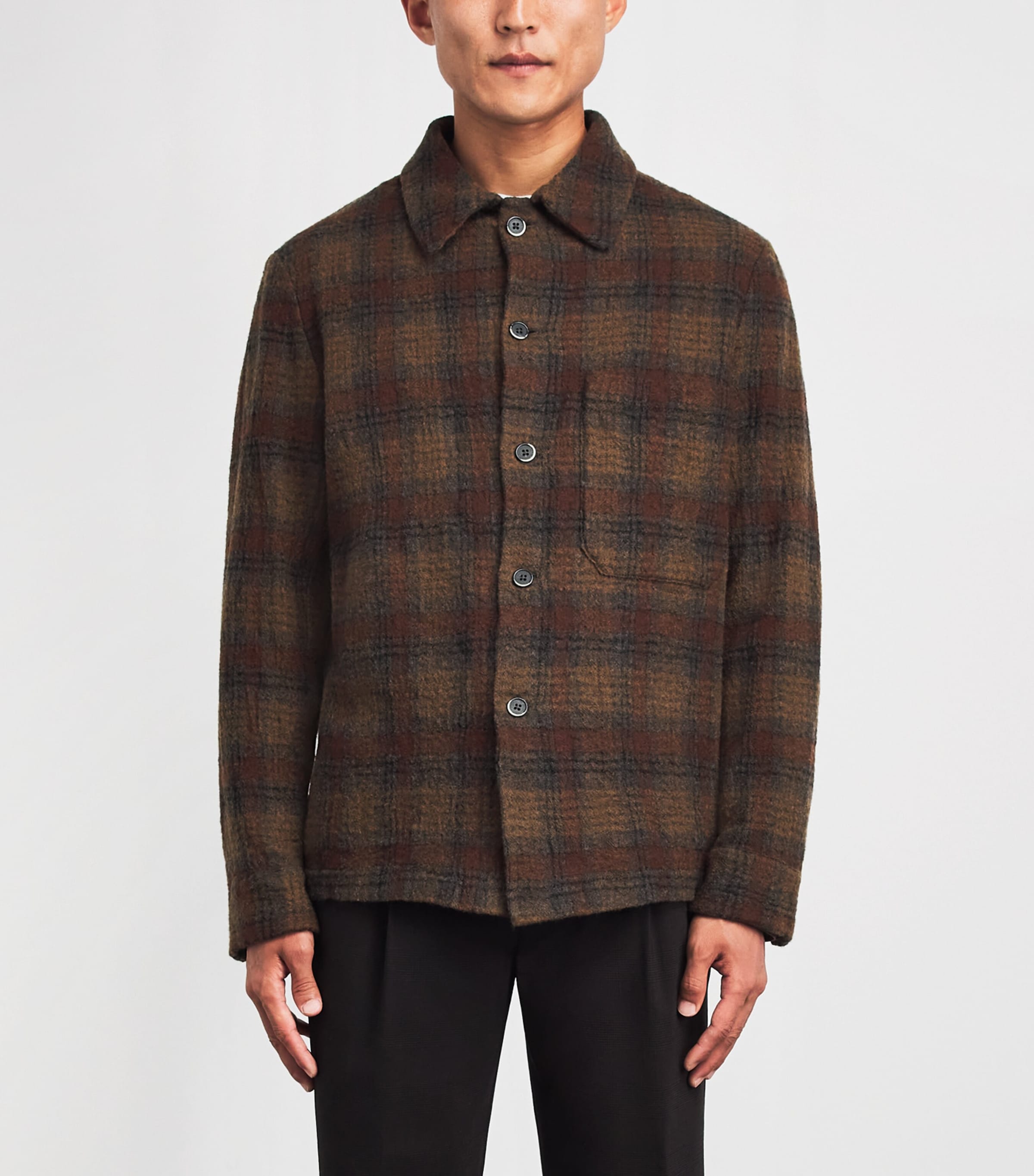 Barena Mens Wool Check Cedrone Overshirt Uni Unico Image 4