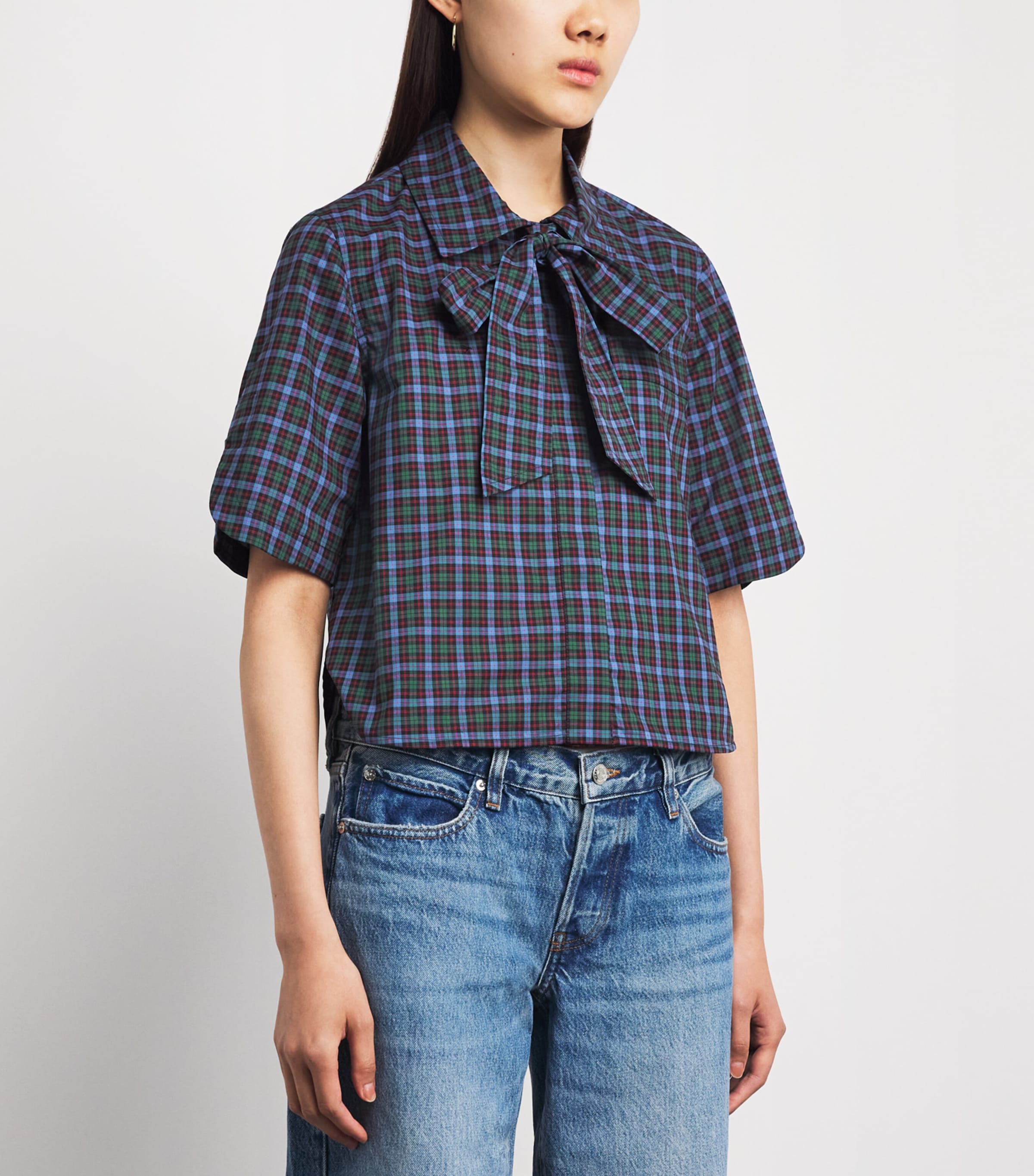 Claudie Pierlot Womens Check Pussybow Blouse Multicolored Image 6