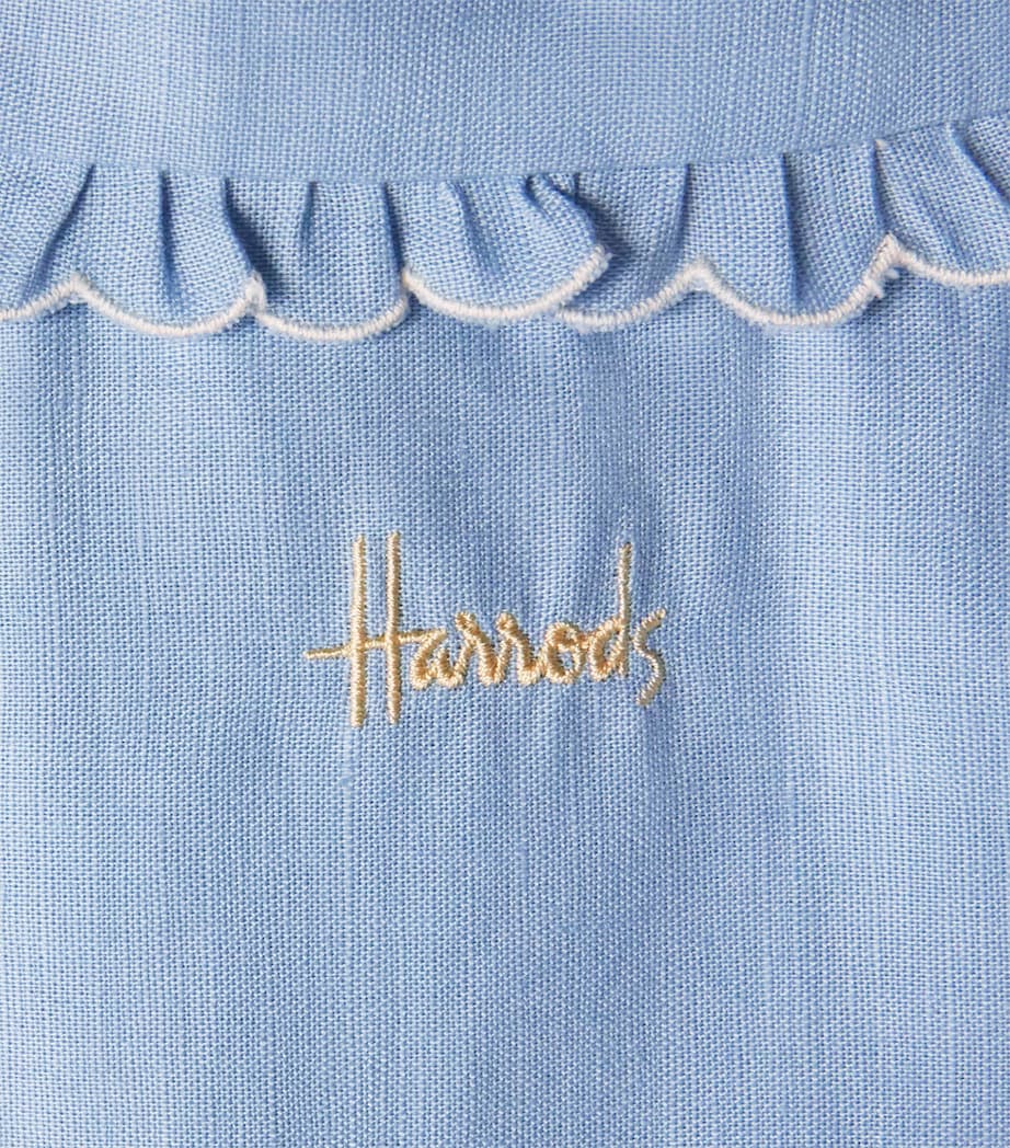 Harrods Linen Scalloped Dress (2-8 Years) Blue Image 3