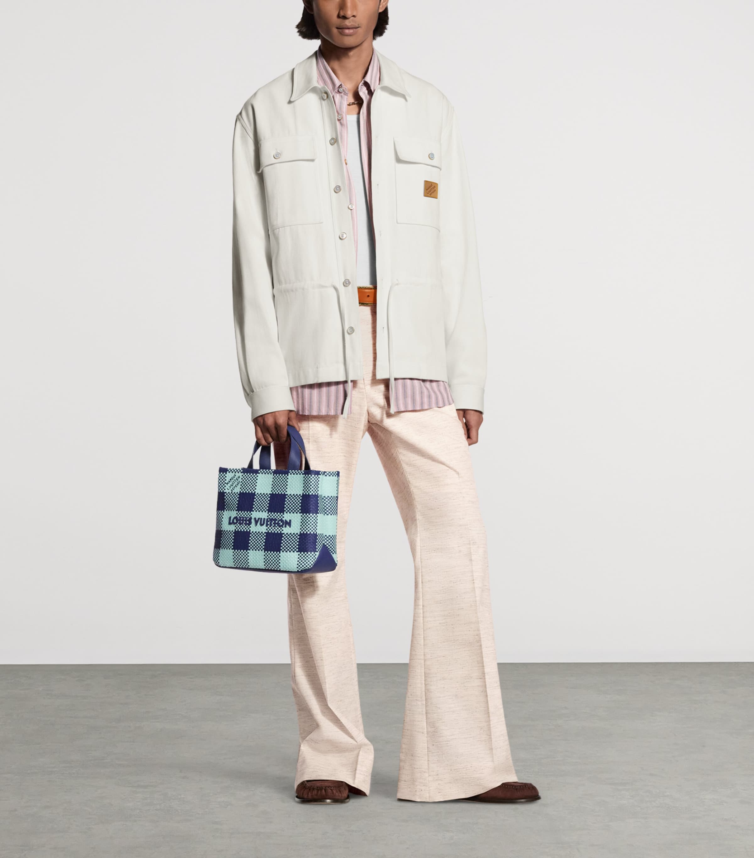 LOUIS VUITTON Mens Organic Cotton Signature Overshirt Greige Image 2