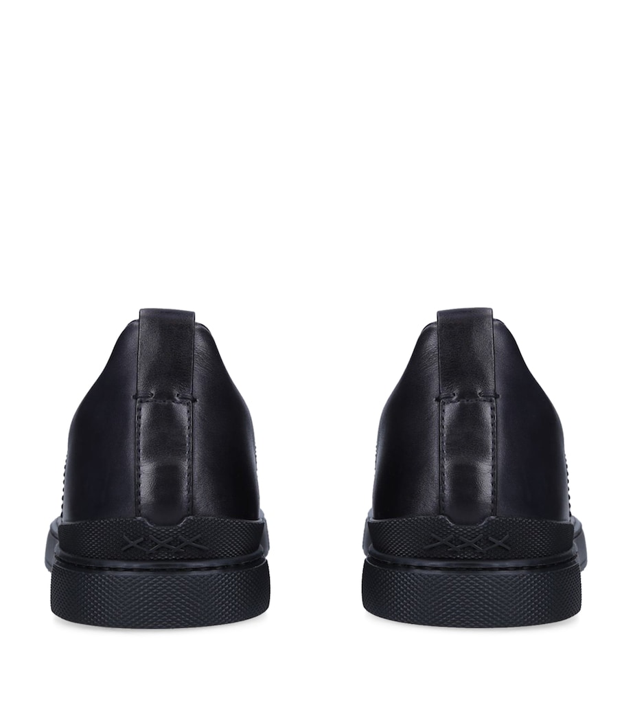 Zegna Crocodile Leather Triple Stitch Sneakers Black Image 2
