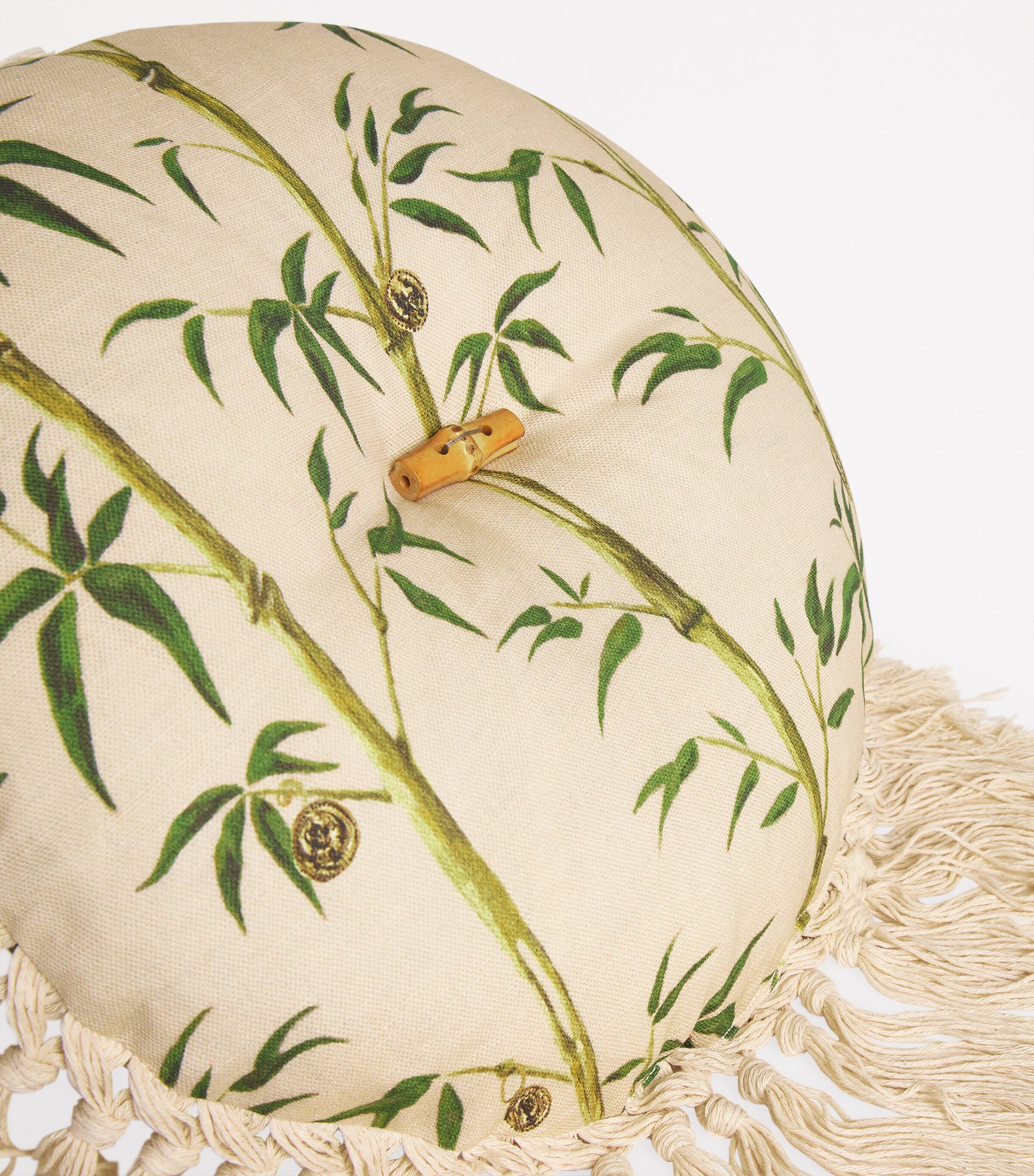 Poodle & Blonde Fringed Money Tree Circular Cushion (36cm x 36cm) Bamboo Image 3