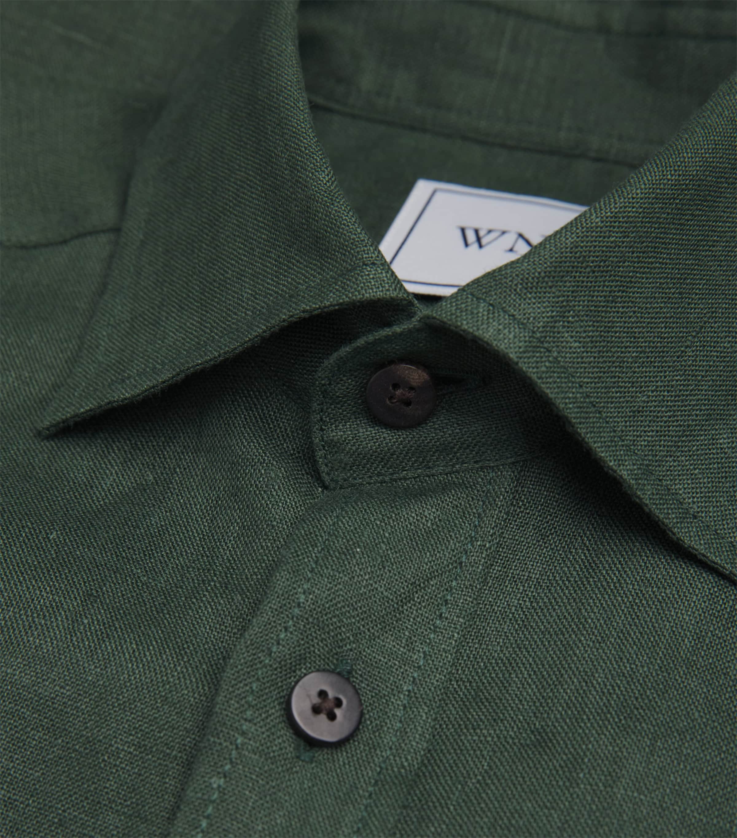 With Nothing Underneath Womens Linen The Boyfriend Shirt Hunter Green Image 5