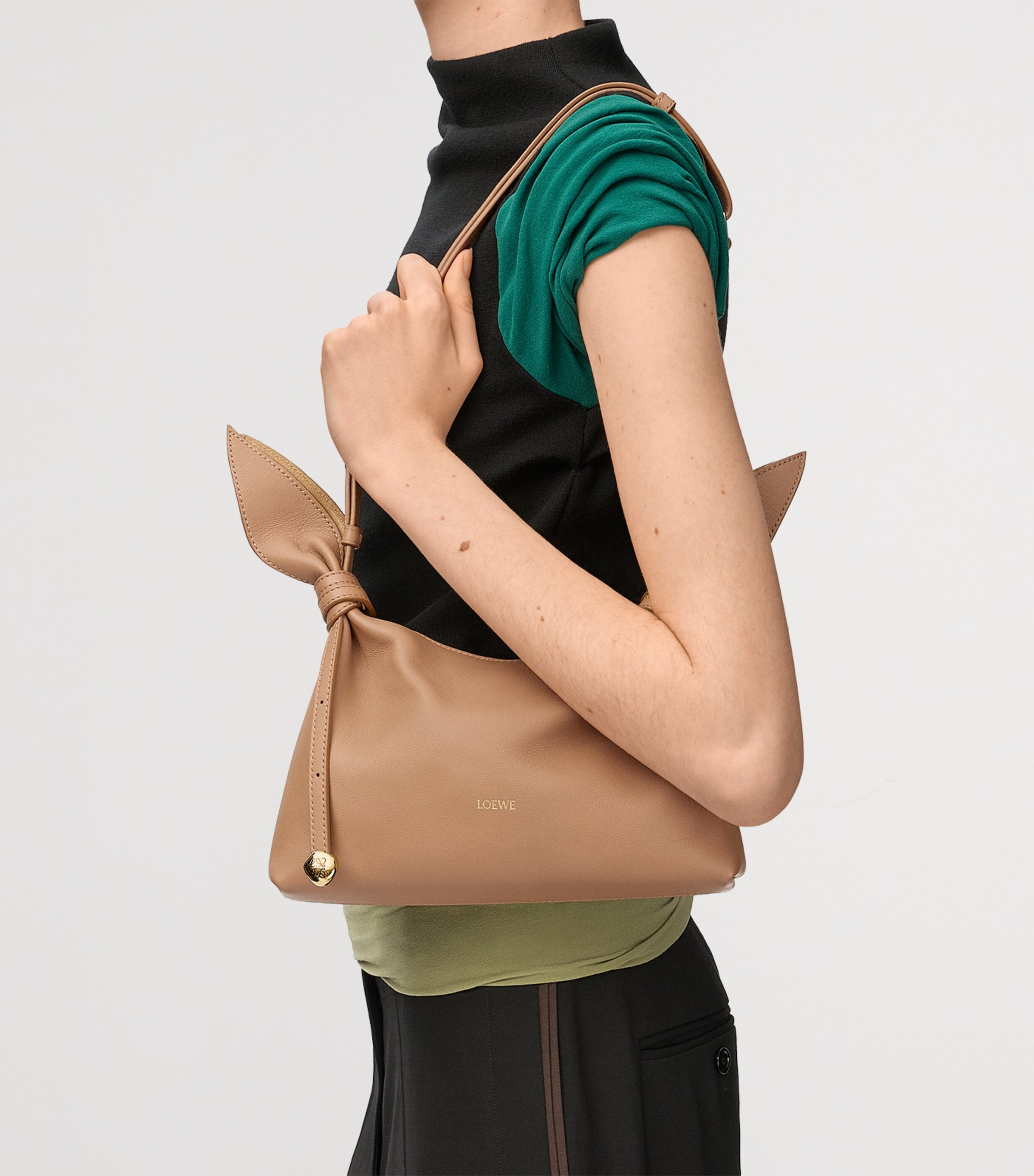 LOEWE Mini Leather Scarf Shoulder Bag Mocha Image 2