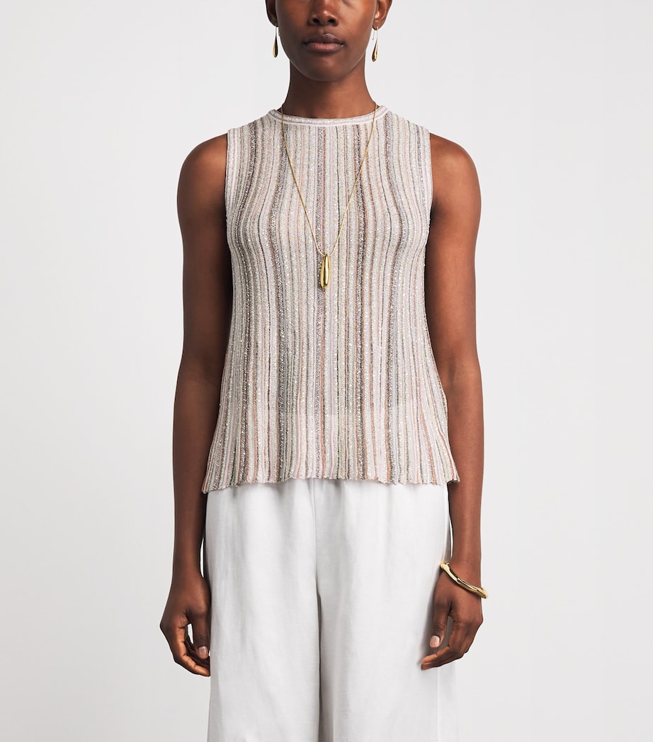 Missoni Womens Sequin Stripe Tank Top Pink Tones Image 4