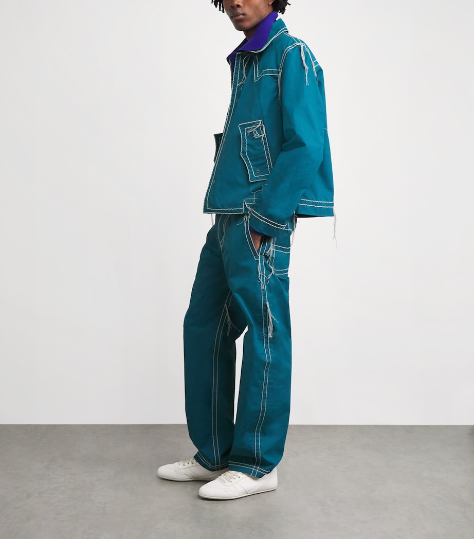 Craig Green Mens Cotton Embroidered Trousers Blue/ Grey Image 2