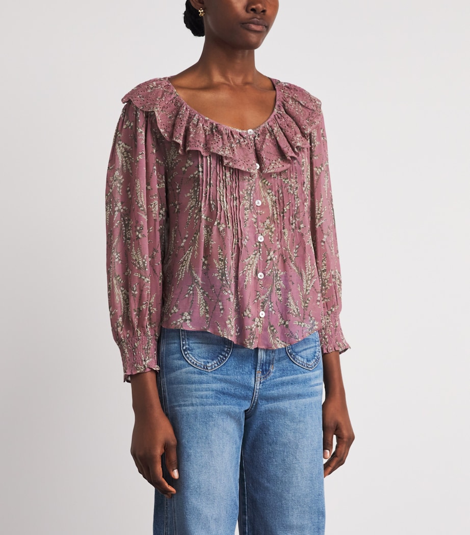 Veronica Beard Womens Ruffled Hewitts Blouse Hze Mlti Image 4