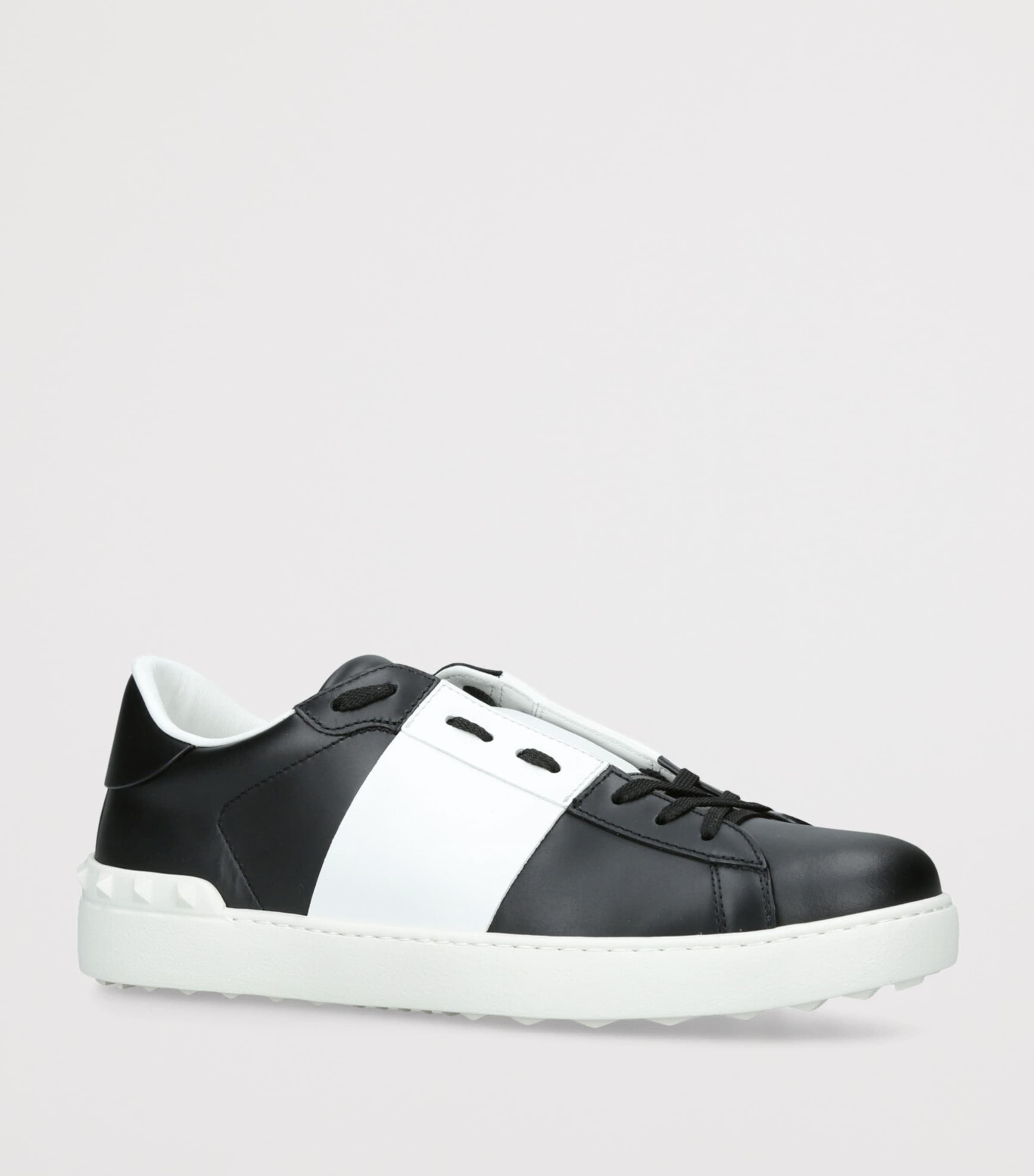 Leather Open Sneakers BLK/WHITE Image 3