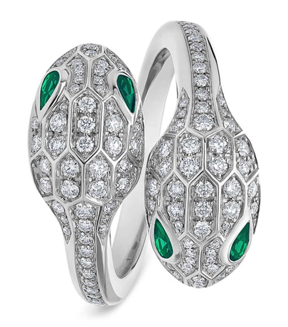 White Gold, Diamond and Emerald Serpenti Seduttori Ring WHITE GOLD Image 2