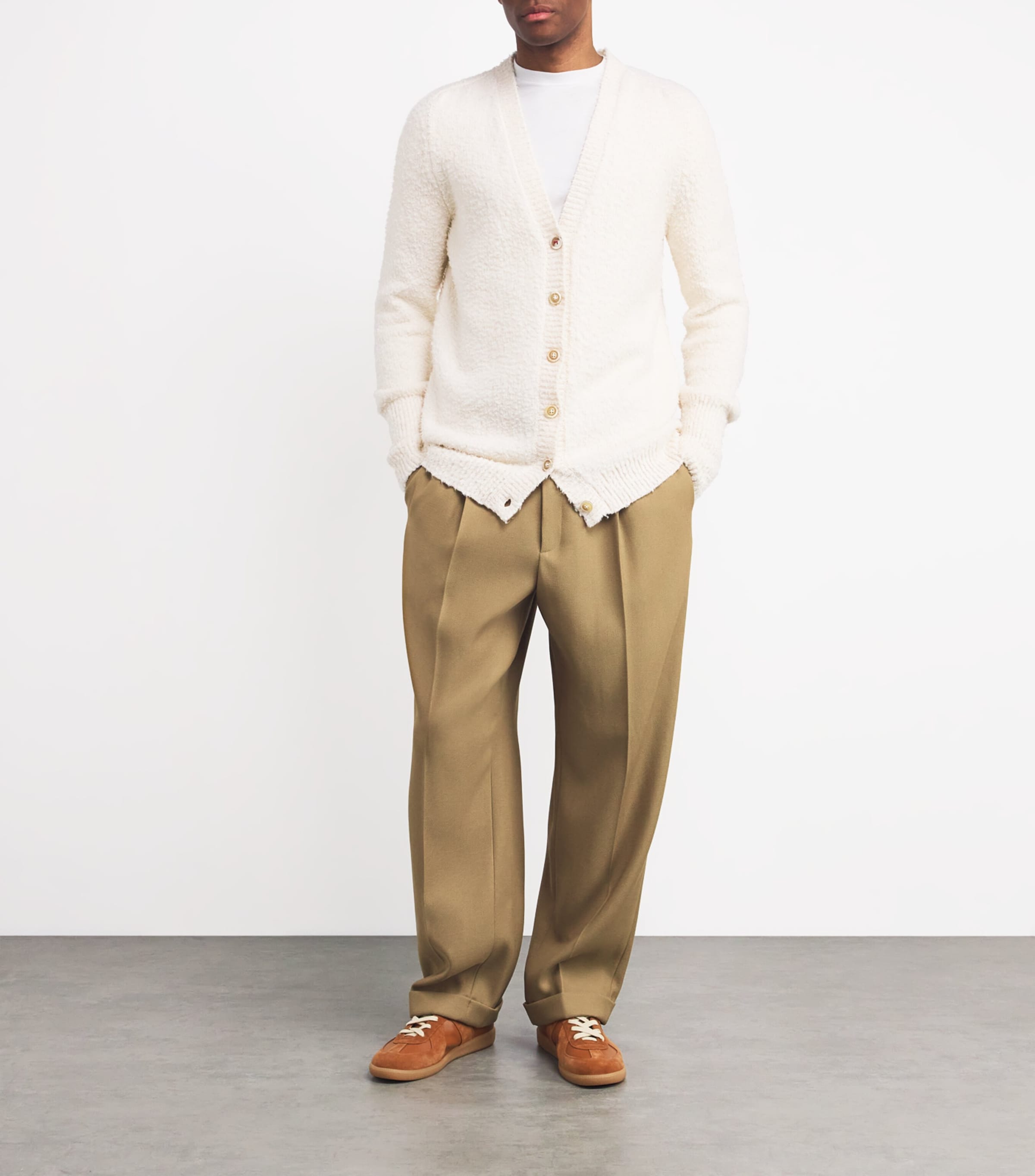 Leather-Suede Replica Sneakers TAN Image 5