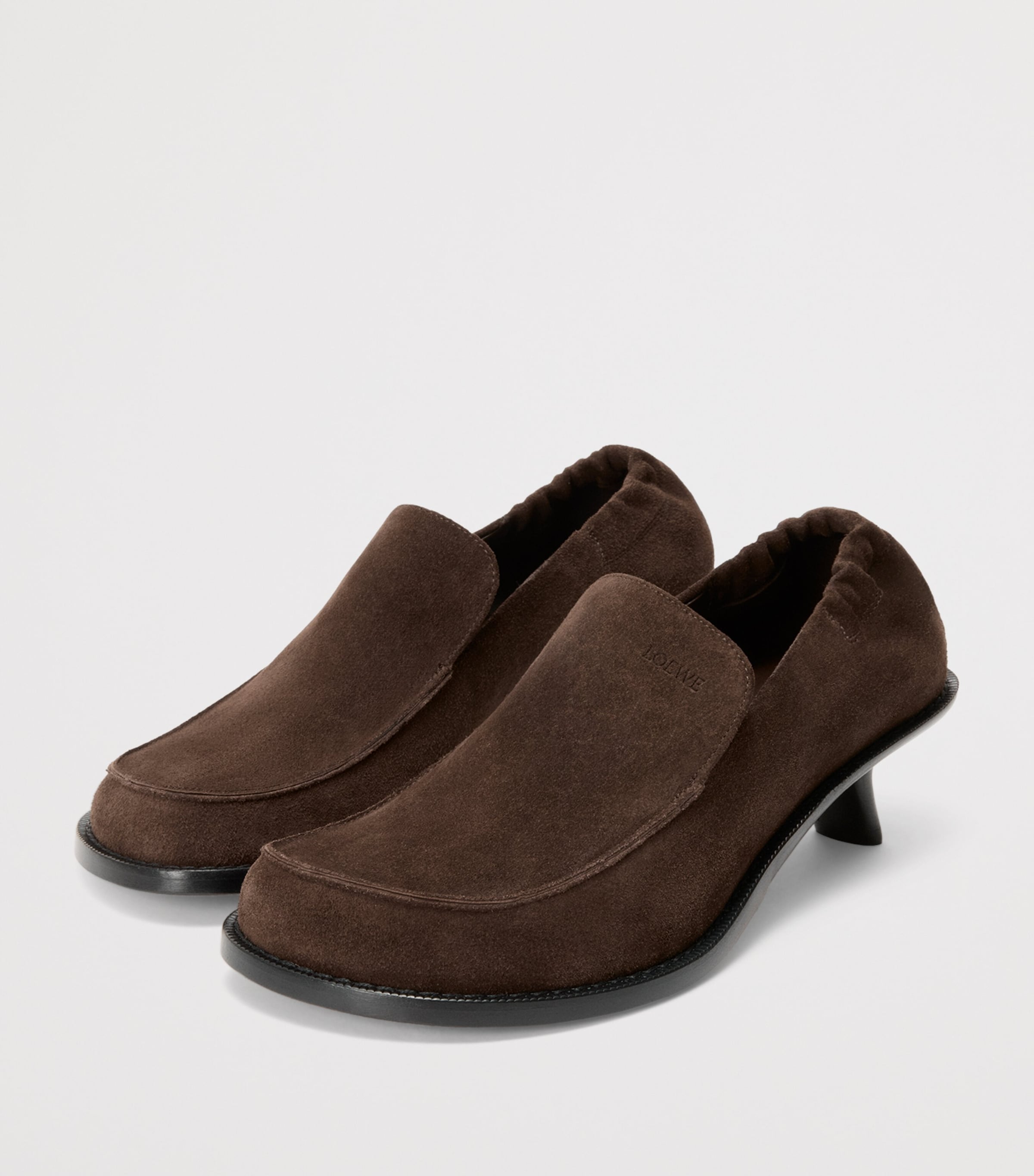 Suede Flex Heeled Loafers 45 DARK BROWN Image 3