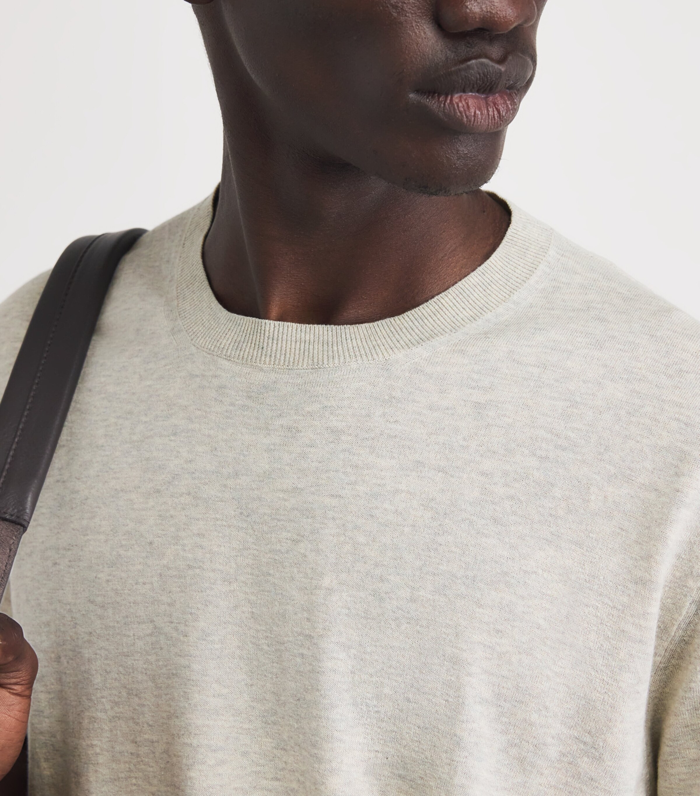 Corneliani Mens Silk-Cotton Short-Sleeve Sweater Grey Piece Dyed Image 3