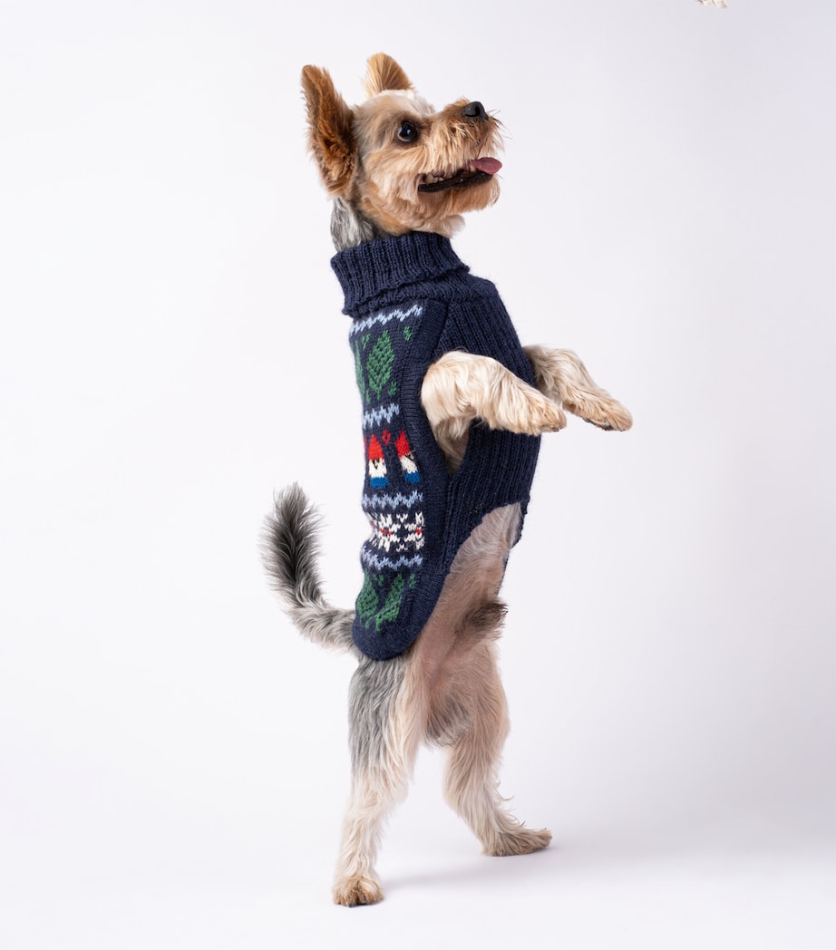 Alpaca-Blend Gnomes Dog Sweater BLUE Image 6