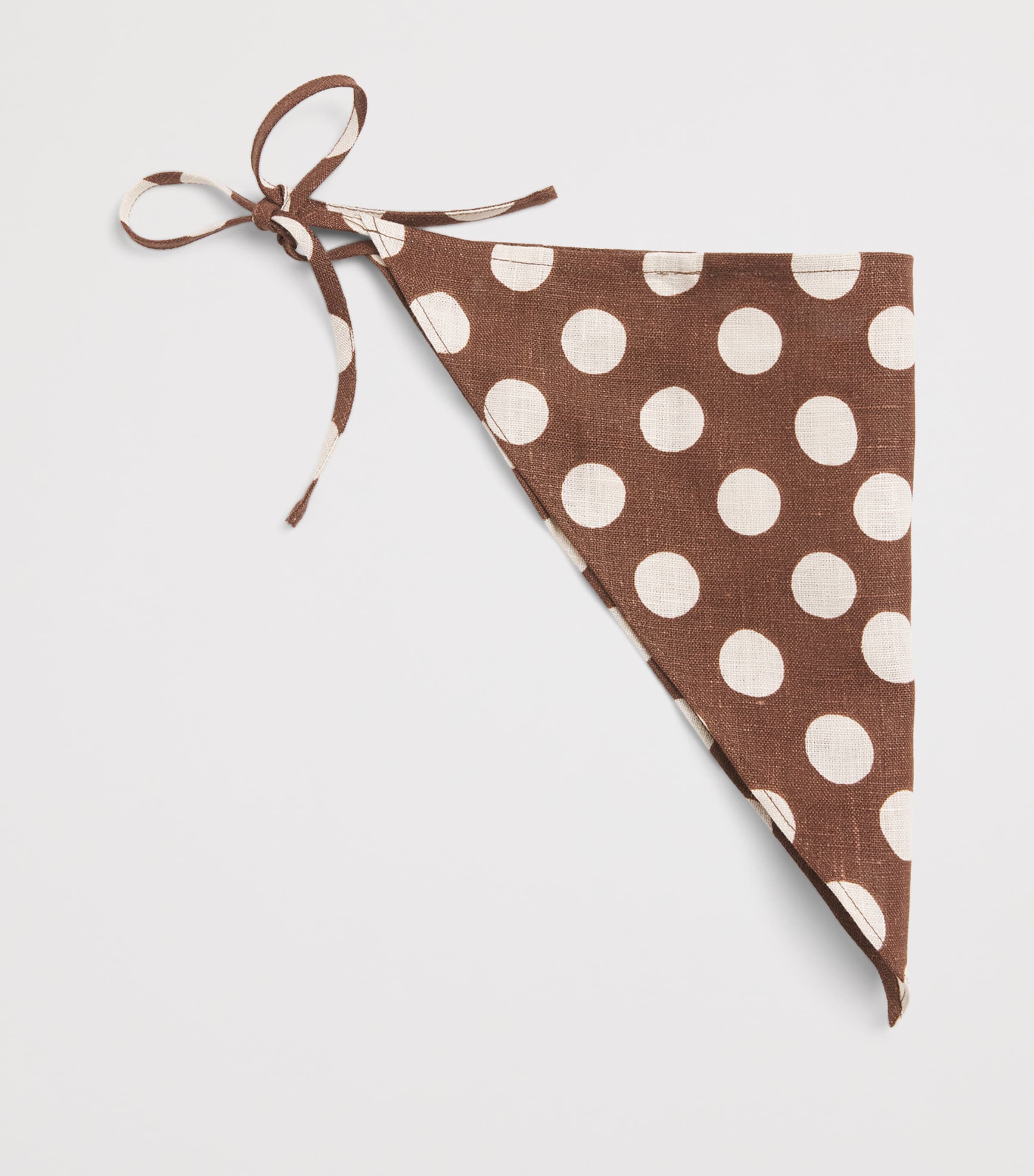 Faithfull the Brand Linen Polka-Dot Simona Head Scarf Cioccolato Dot Image 3
