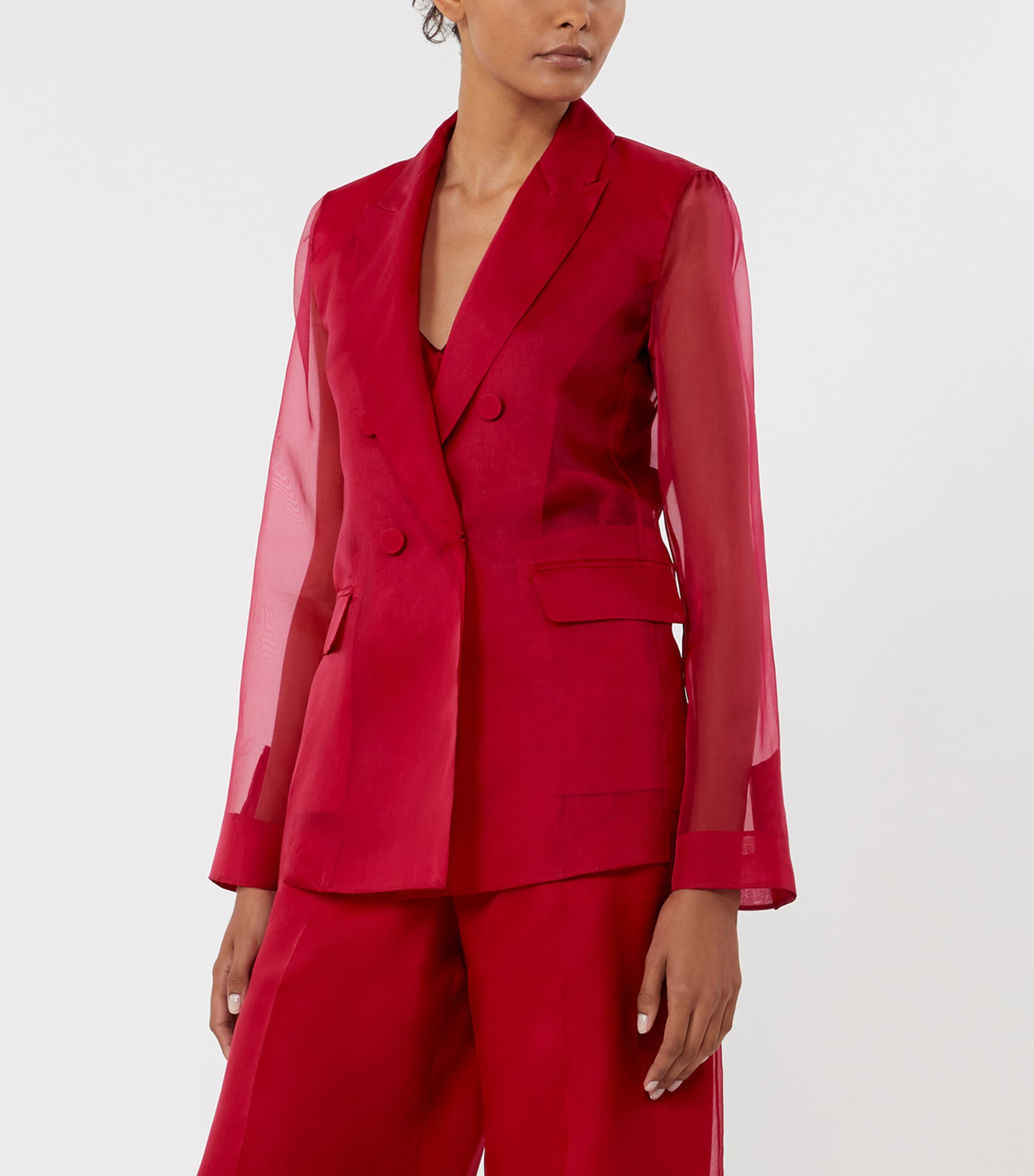 Max Mara Womens Silk Organza Blazer Geranium Image 3