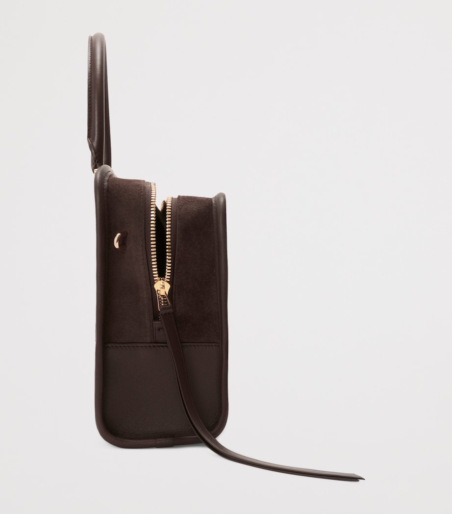 LOEWE Womens Medium Suede Amazona 180 Top-Handle Bag Dark Chestnut Image 7