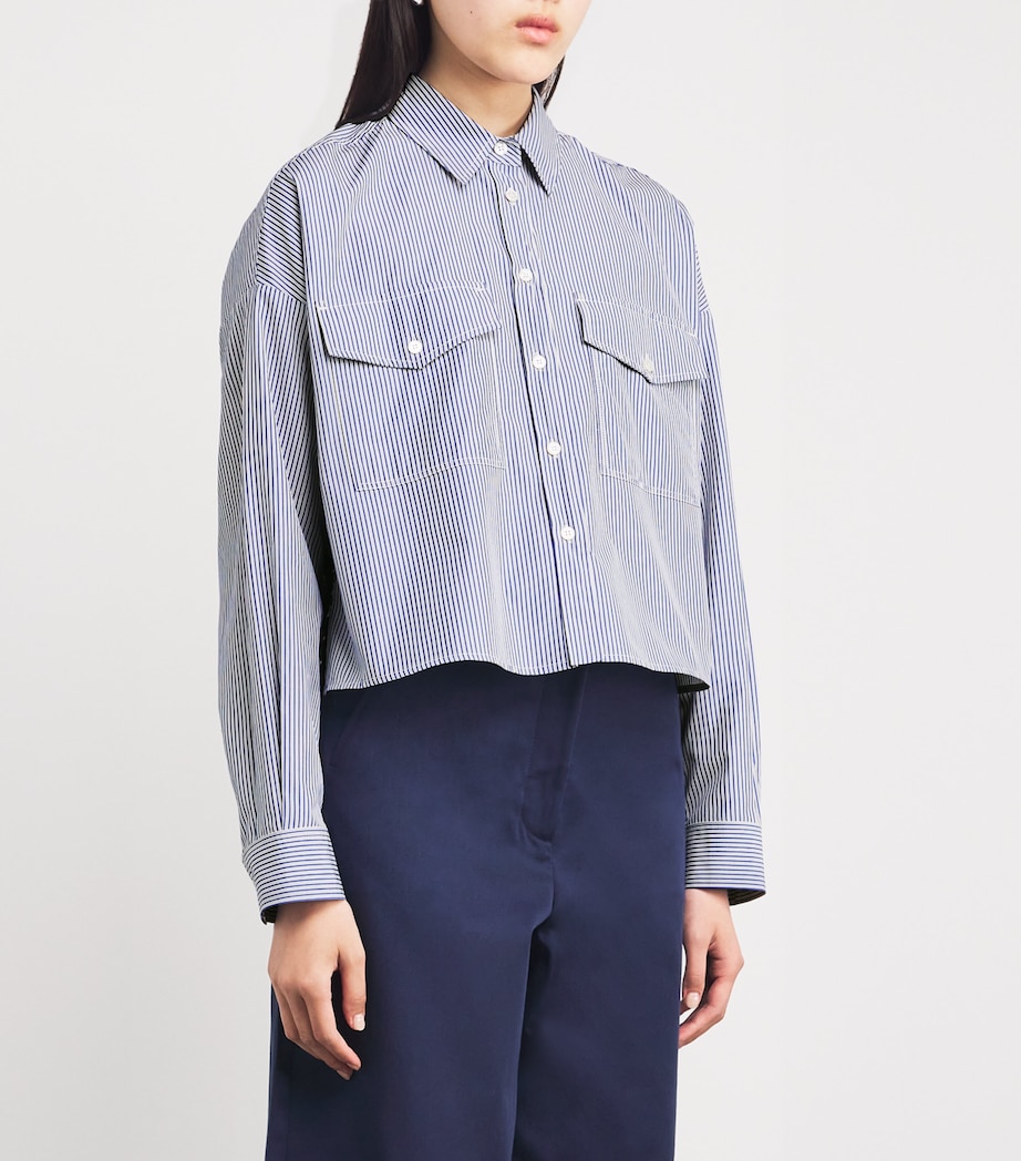 Cotton Cropped Shirt NAVY Image 3