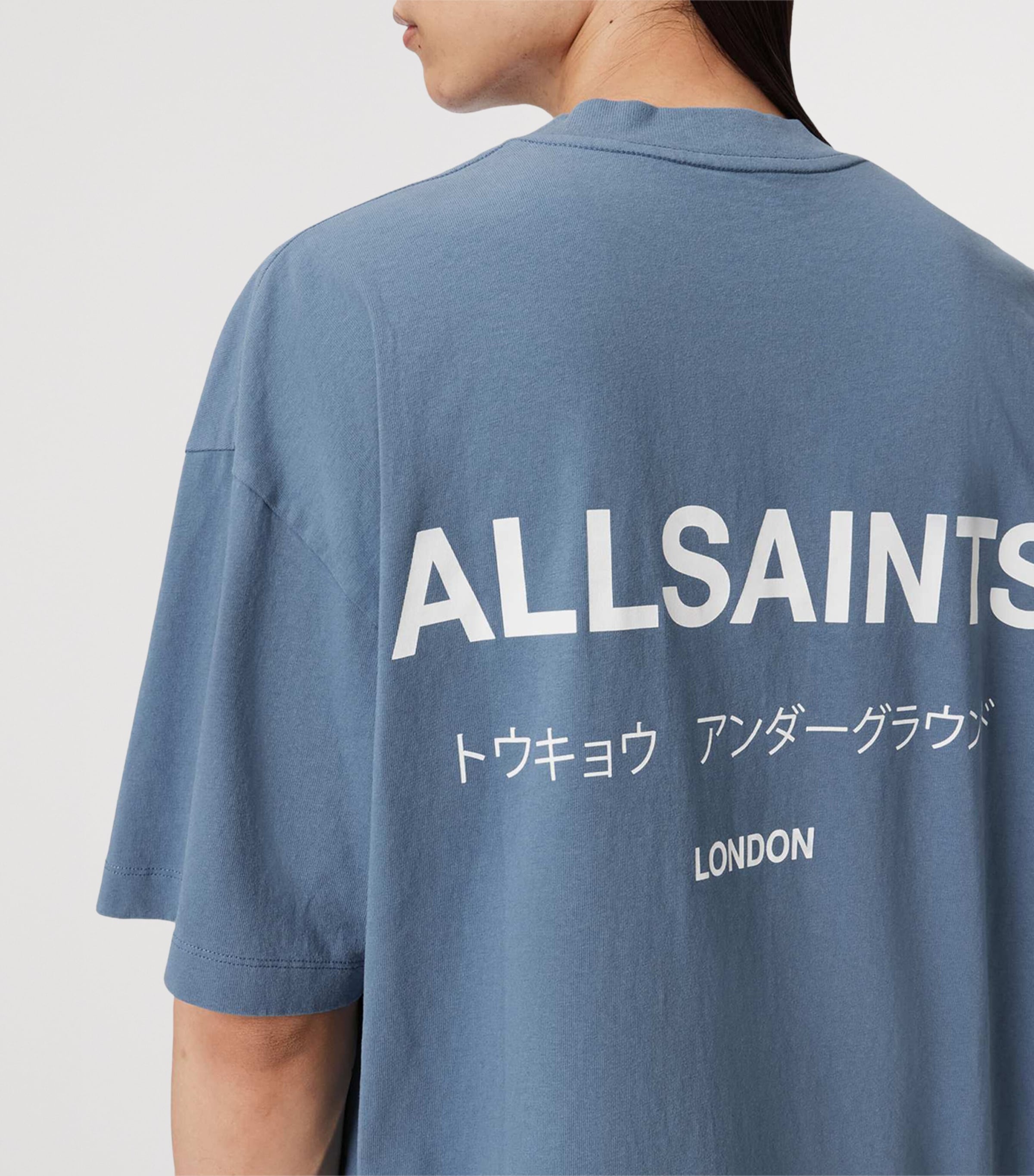 AllSaints Mens Cotton Underground Logo T-Shirt Maya Blue Image 5