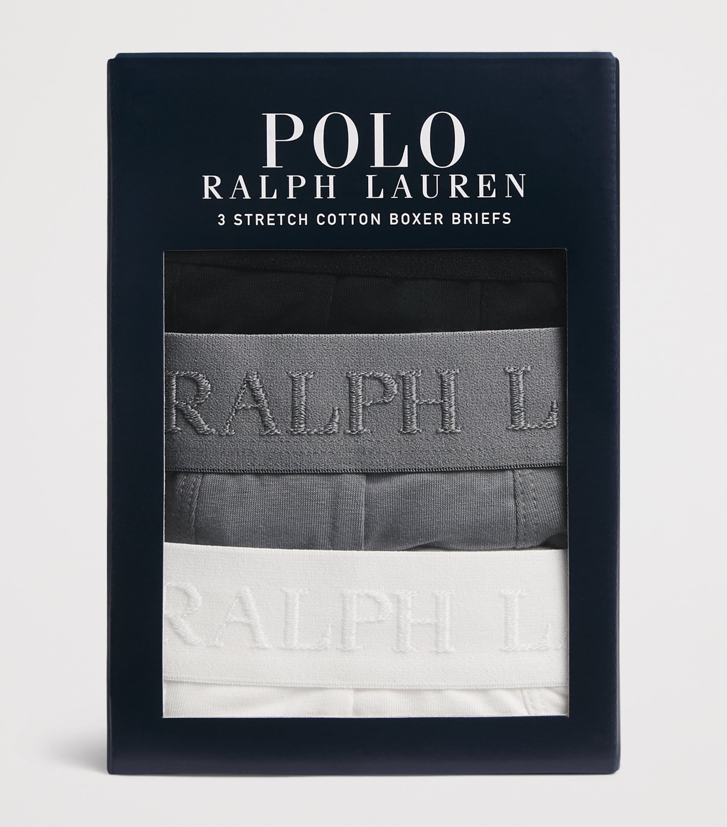 Polo Ralph Lauren Mens Stretch-Cotton Boxer Briefs (Pack of 3) Blk/perf Grey/white Image 4