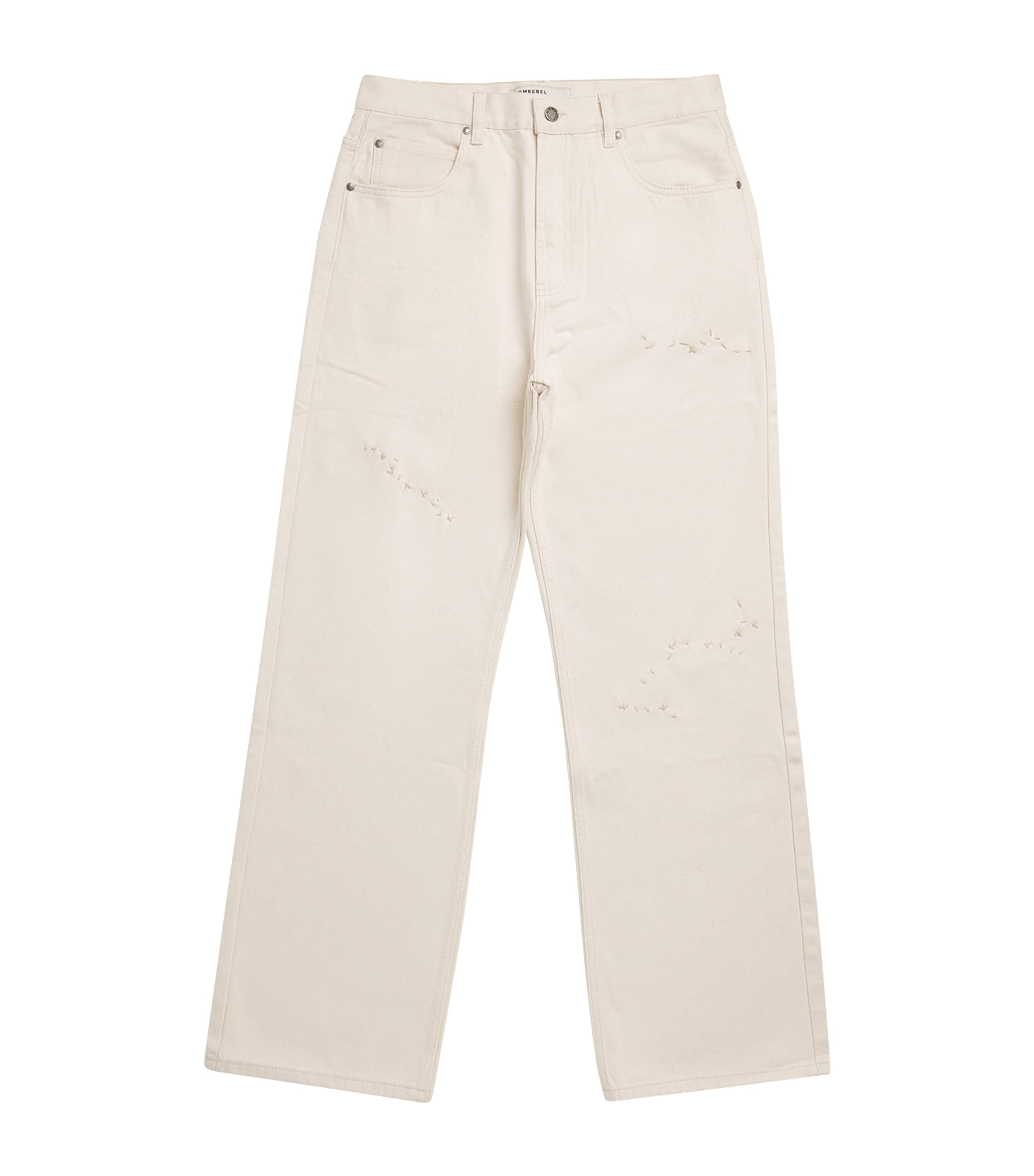 DOMREBEL Mens Jerk Bootcut Jeans Beige Image 1