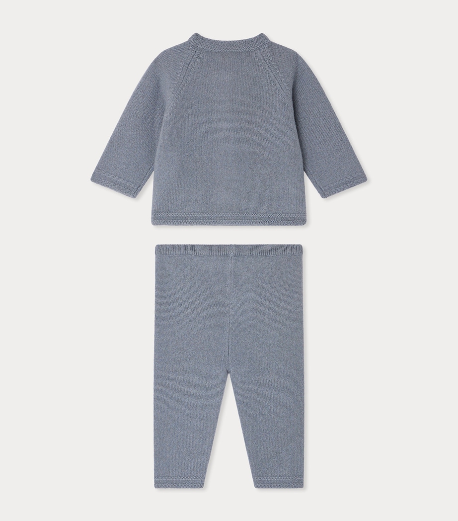 Cashmere Cardigan and Trousers Set (1-18 Months) BLEU ARDOISE Image 2