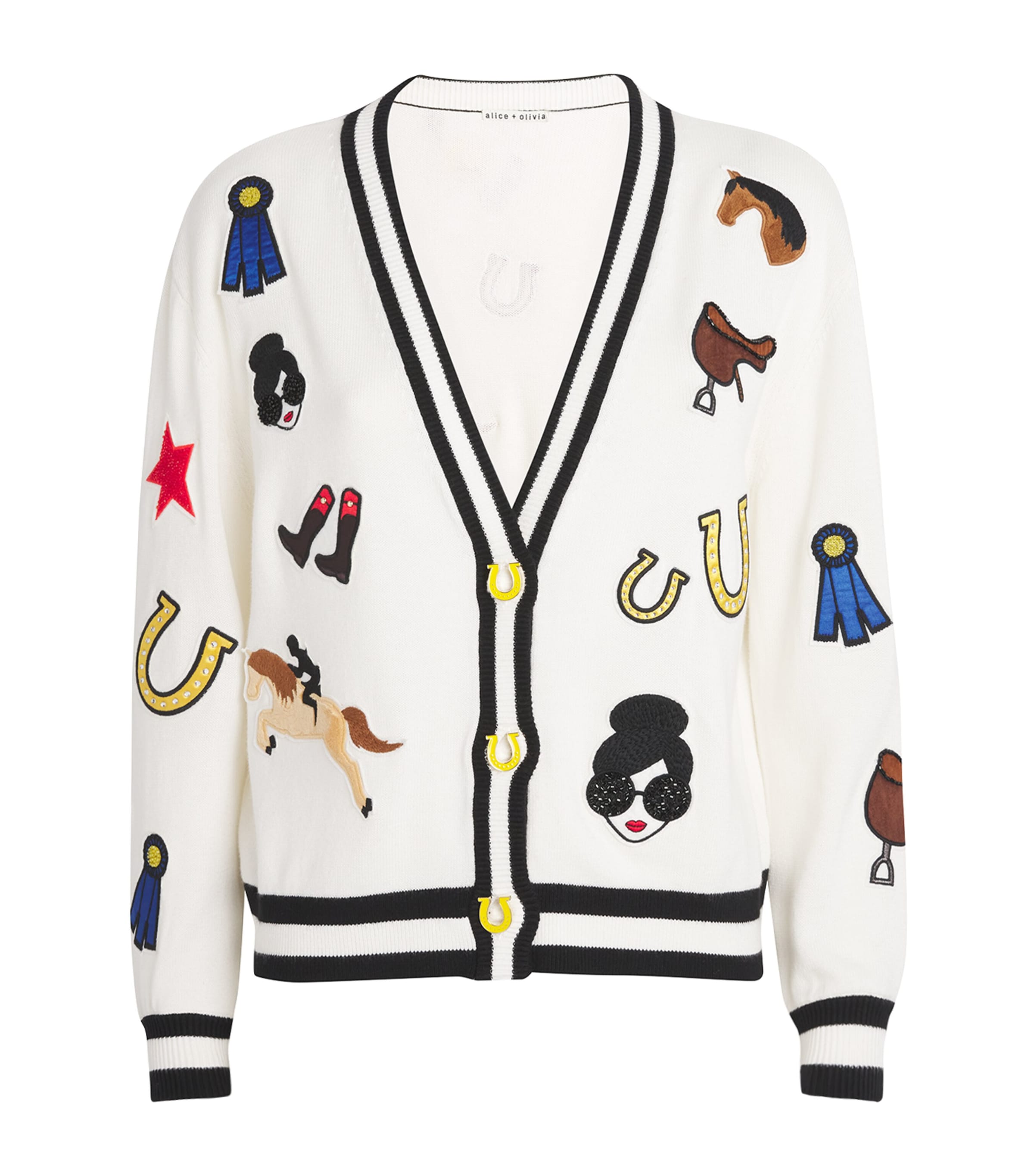 Alice+Olivia Cotton Embroidered Bradley Cardigan | Women Clothing | Knitwear | Cardigans | Designers | alice + olivia