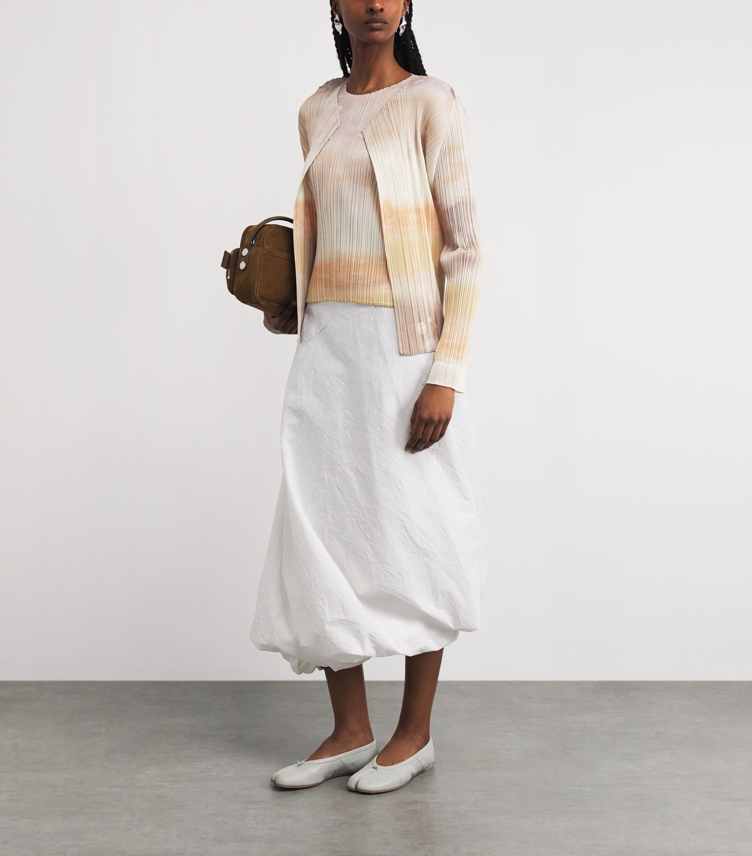 Pleats Please Issey Miyake Womens Sea Bubble Top Greige Image 2