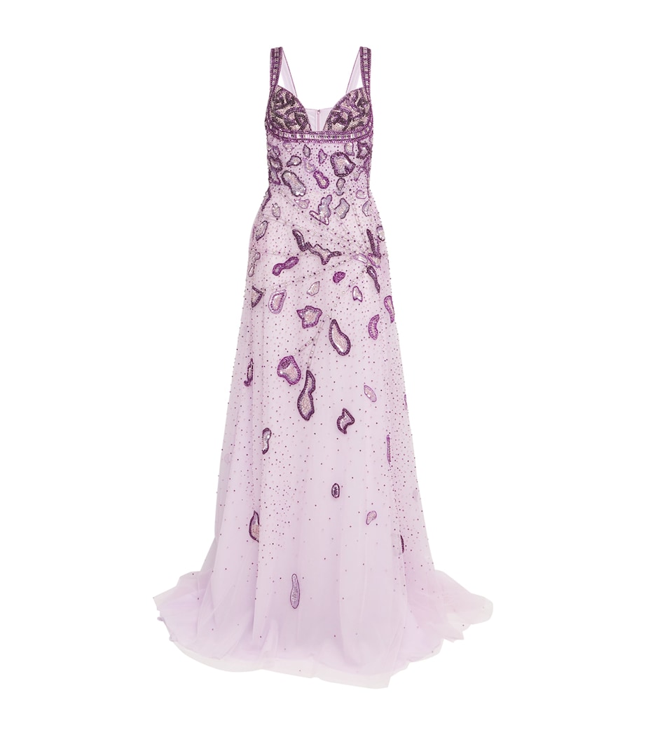 GEORGES HOBEIKA Womens Embellished Sleeveless Gown Orchid Prple Mix Image 1